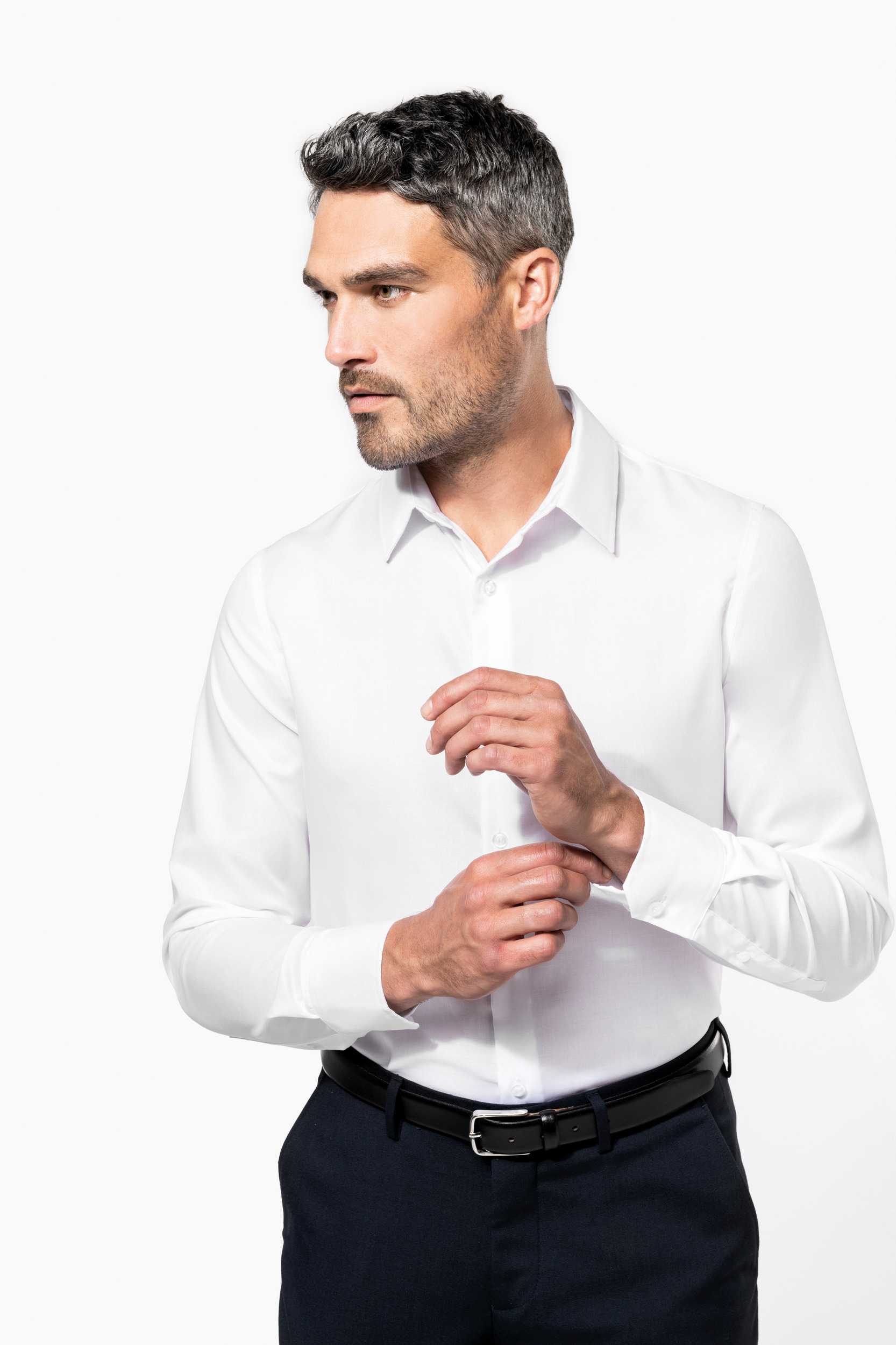  Kariban Camisa entallada no-plancha manga larga hombre