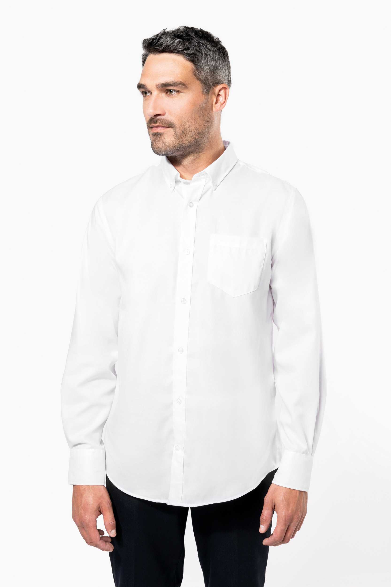  Kariban Camisa no-plancha manga larga hombre