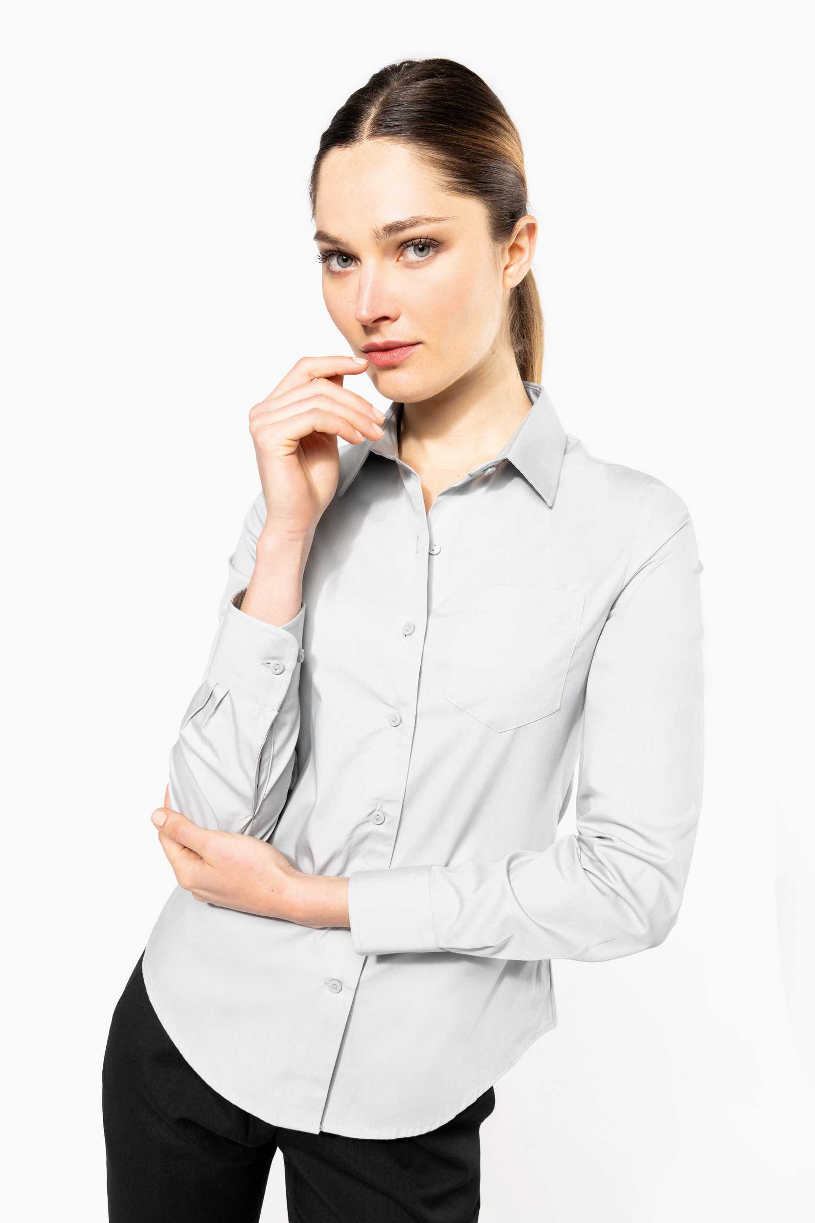  Kariban Camisa popelina manga larga mujer