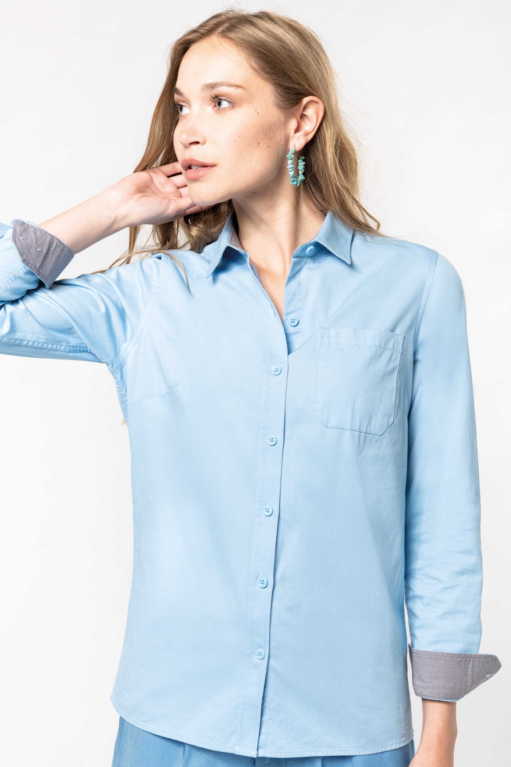  Kariban Camisa de algodón Nevada de manga larga para mujer