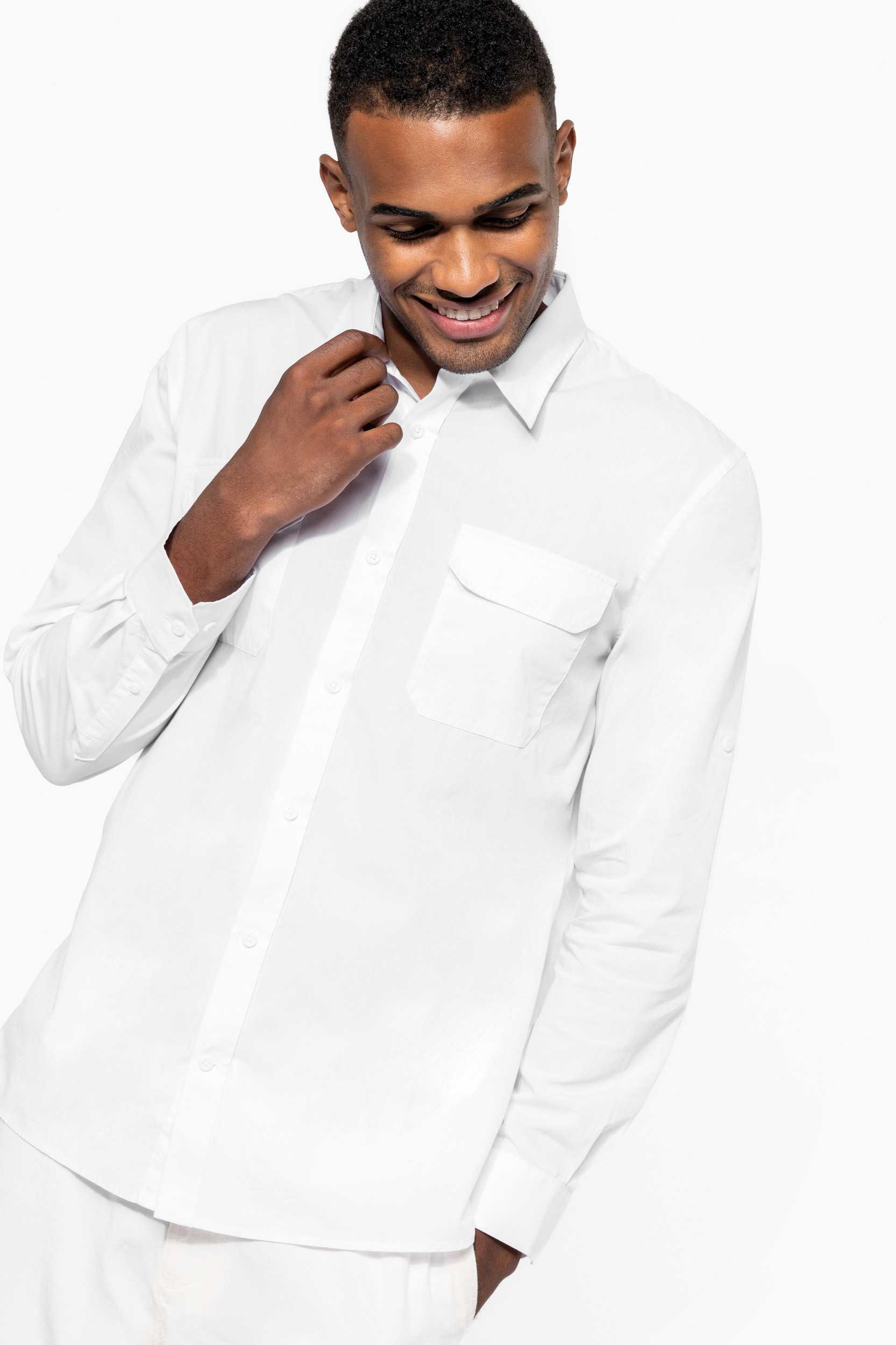  Kariban Camisa Safari manga larga hombre