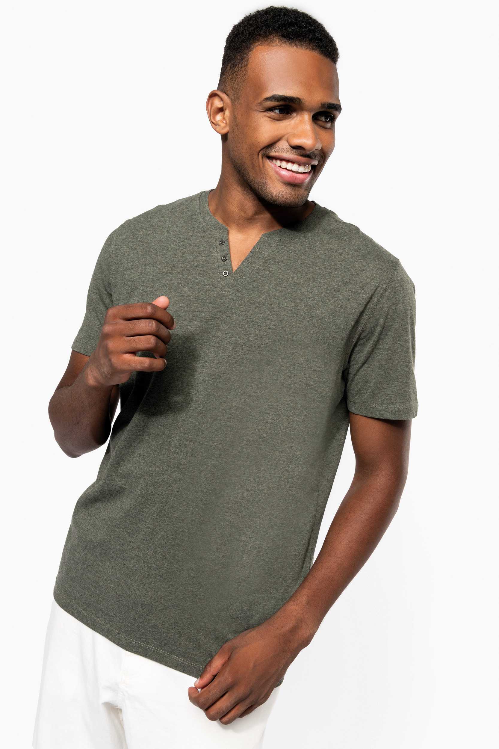 Kariban Camiseta Henley ecorresponsable manga corta - 140 g