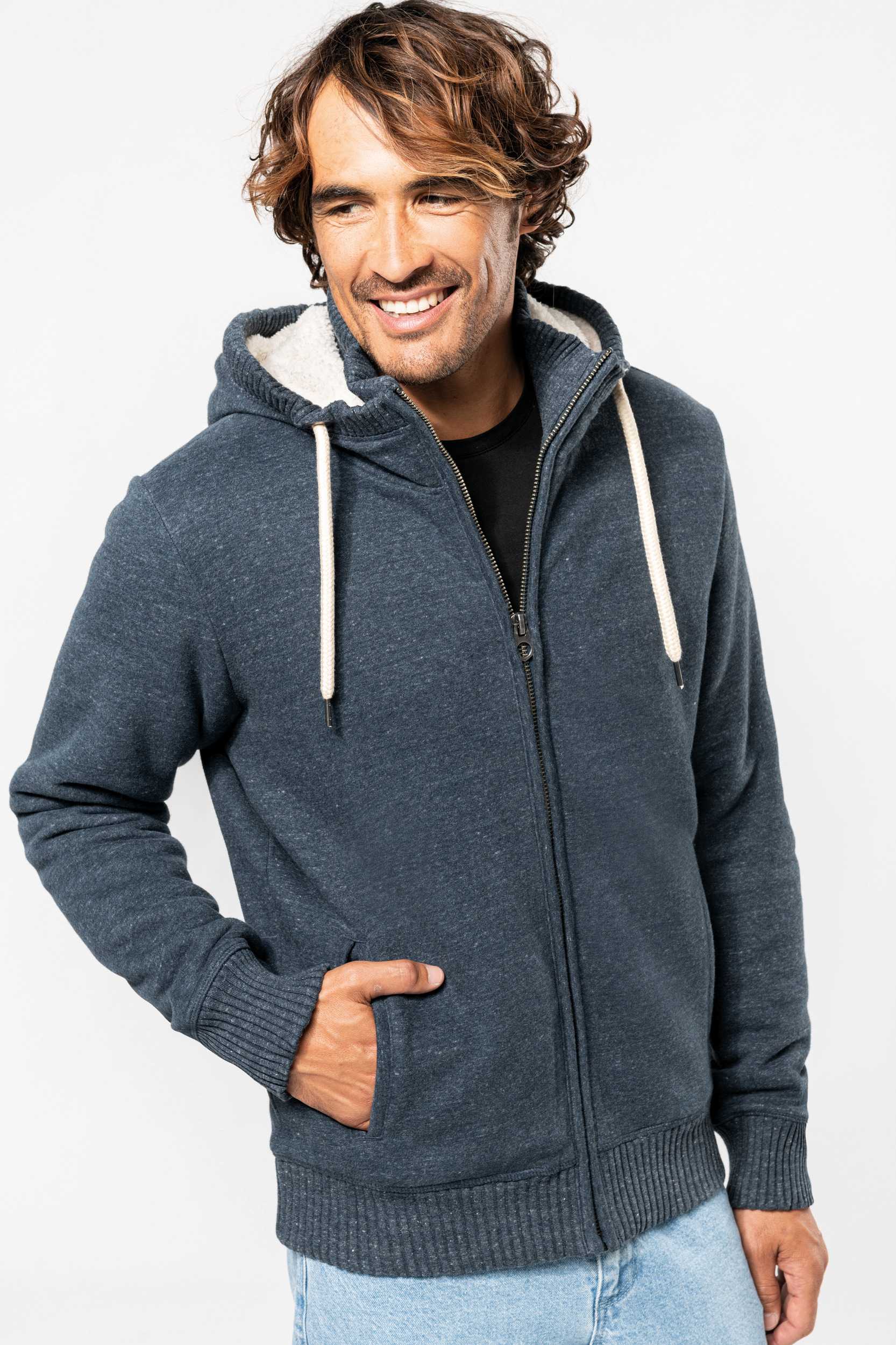  Kariban Chaqueta vintage de felpa con forro de borreguito