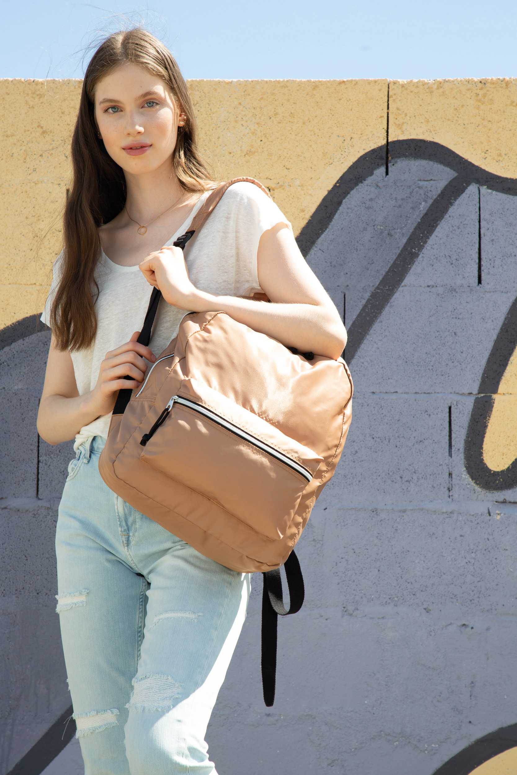  Ki-mood Mochila de tendencia con cremallera plata contrastada