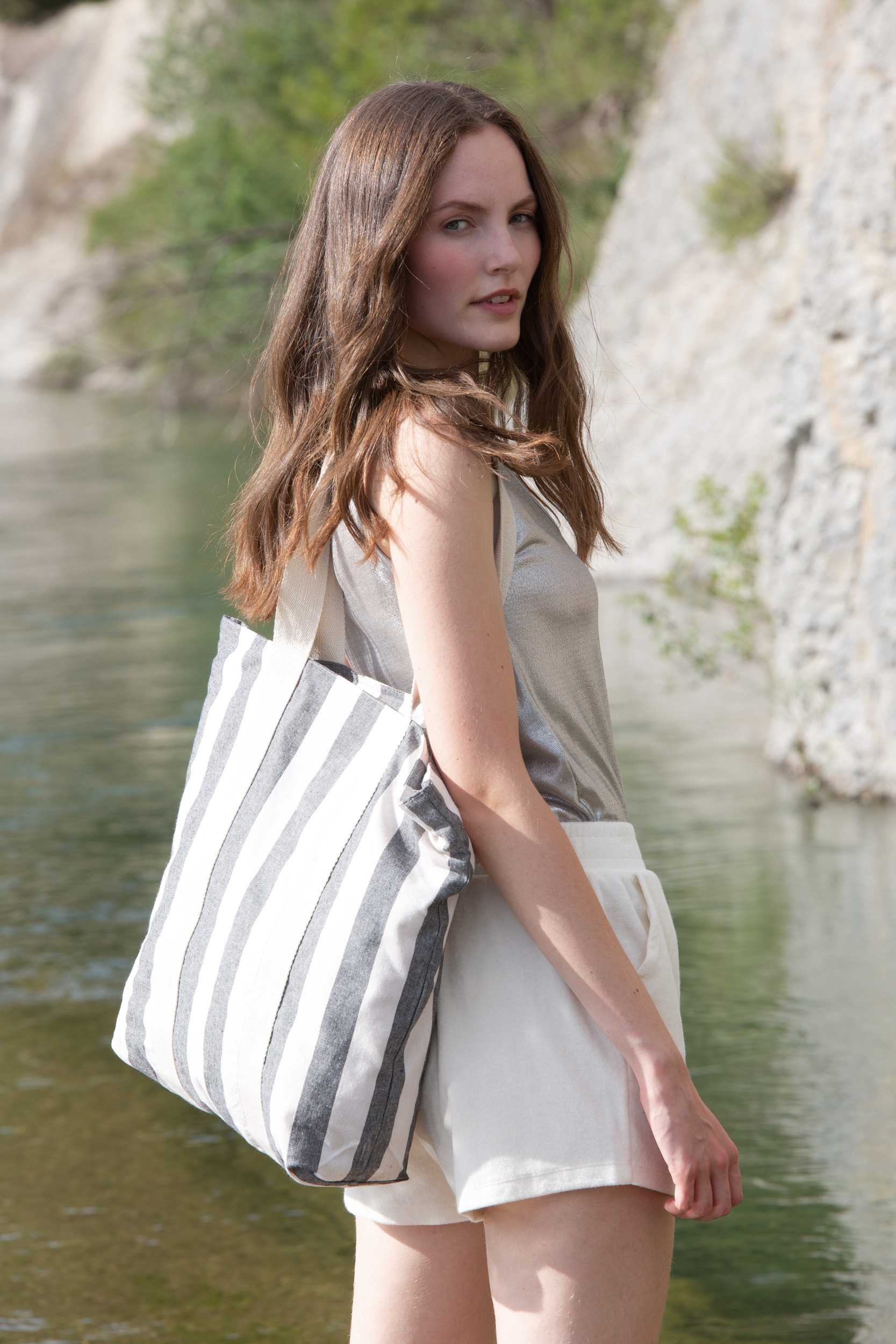  Ki-mood Bolsa de compras reciclada - diseño a rayas