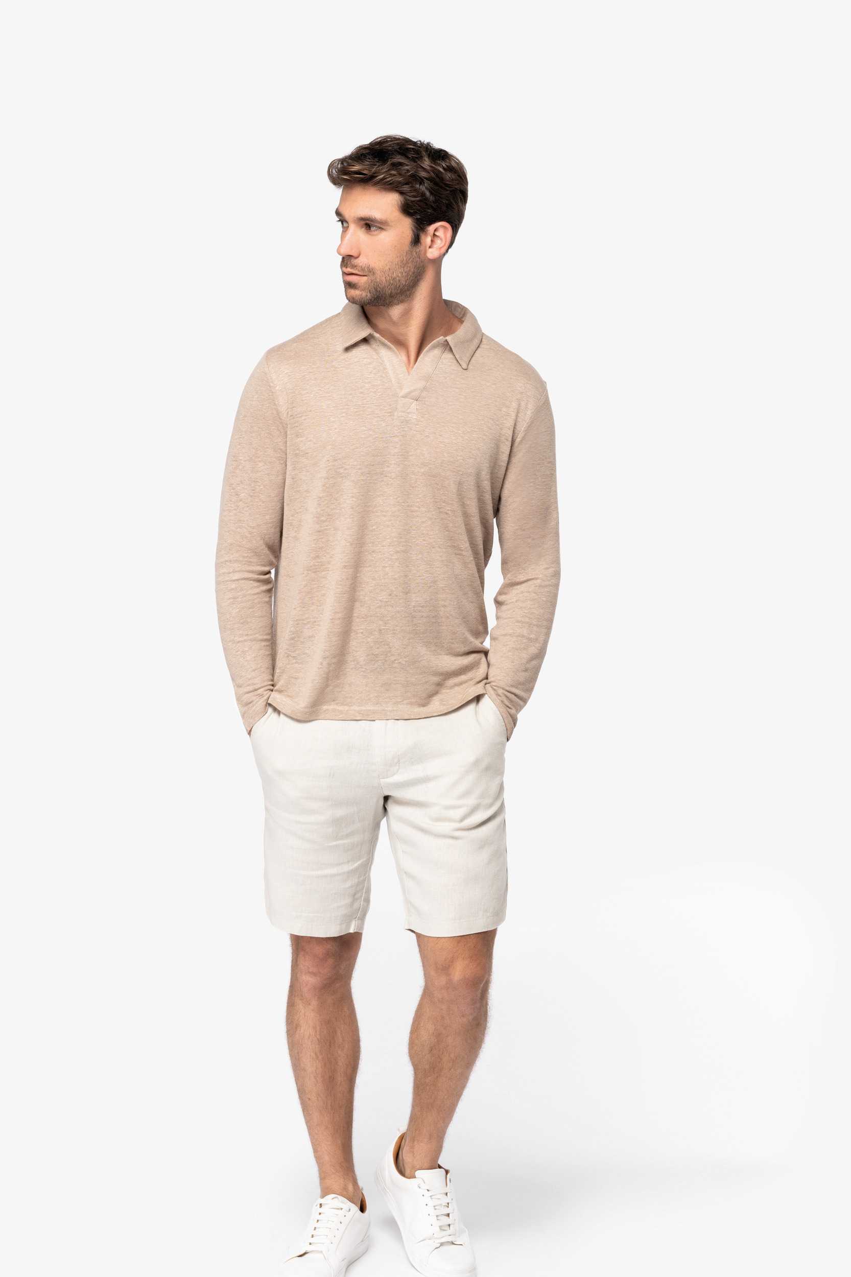  Native Spirit Polo manga larga de lino hombre