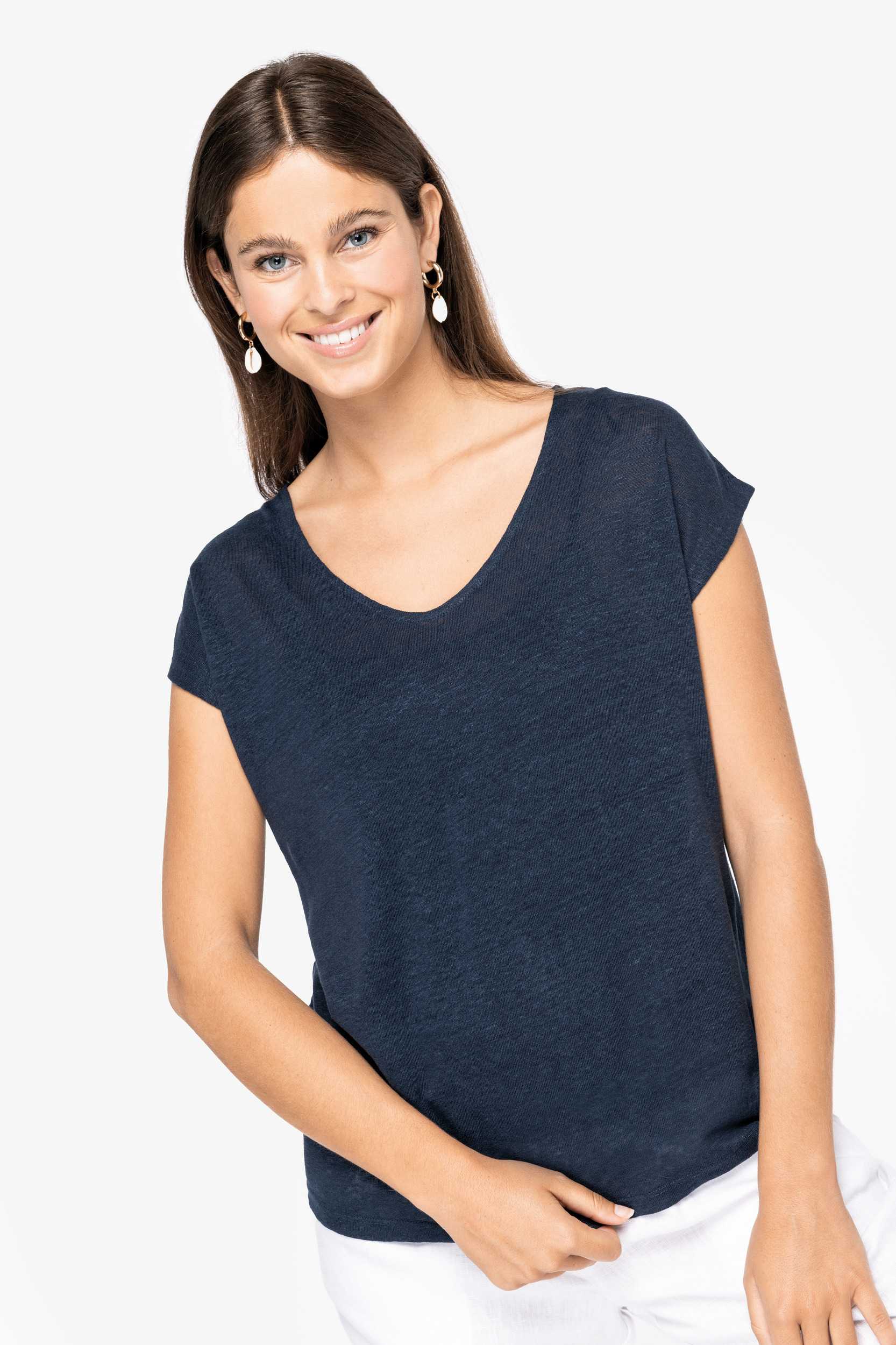  Native Spirit Camiseta lino cuello redondo mujer