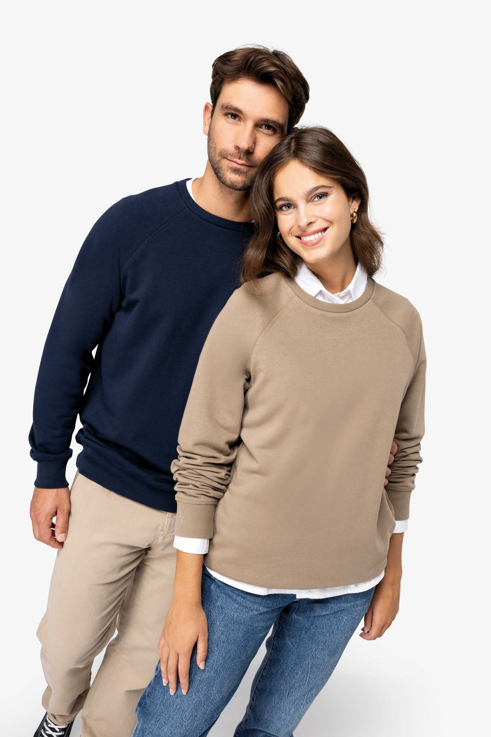  Native Spirit Sudadera ecorresponsable cuello redondo y mangas raglán French Terry unisex