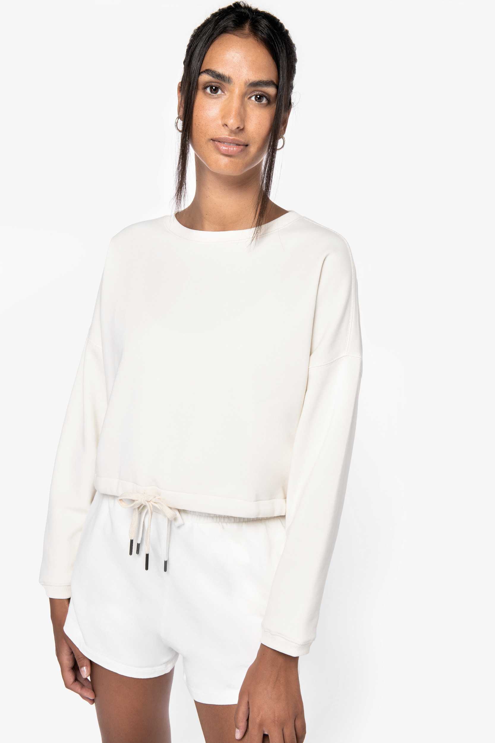  Native Spirit Sudadera ecorresponsable de cuello redondo oversize crop mujer