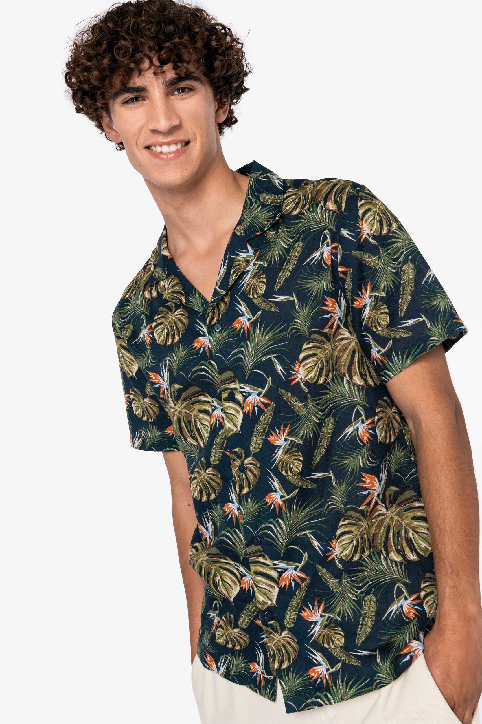  Native Spirit Camiseta ecorresponsable con estampado hawaiano hombre
