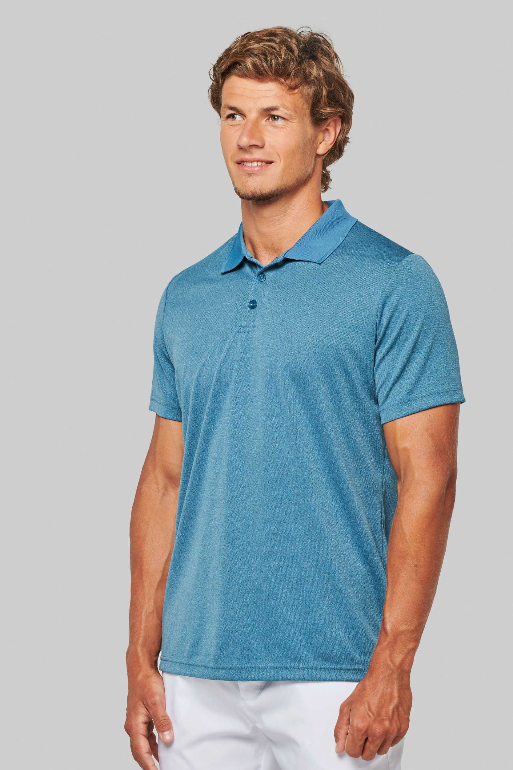 Polo jaspeado de manga corta adulto