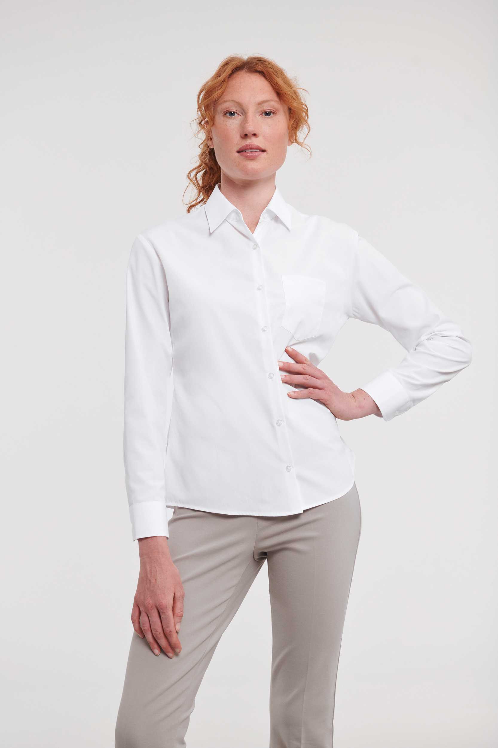  Russell Europe Camisa Popelina de polialgodón manga larga mujer
