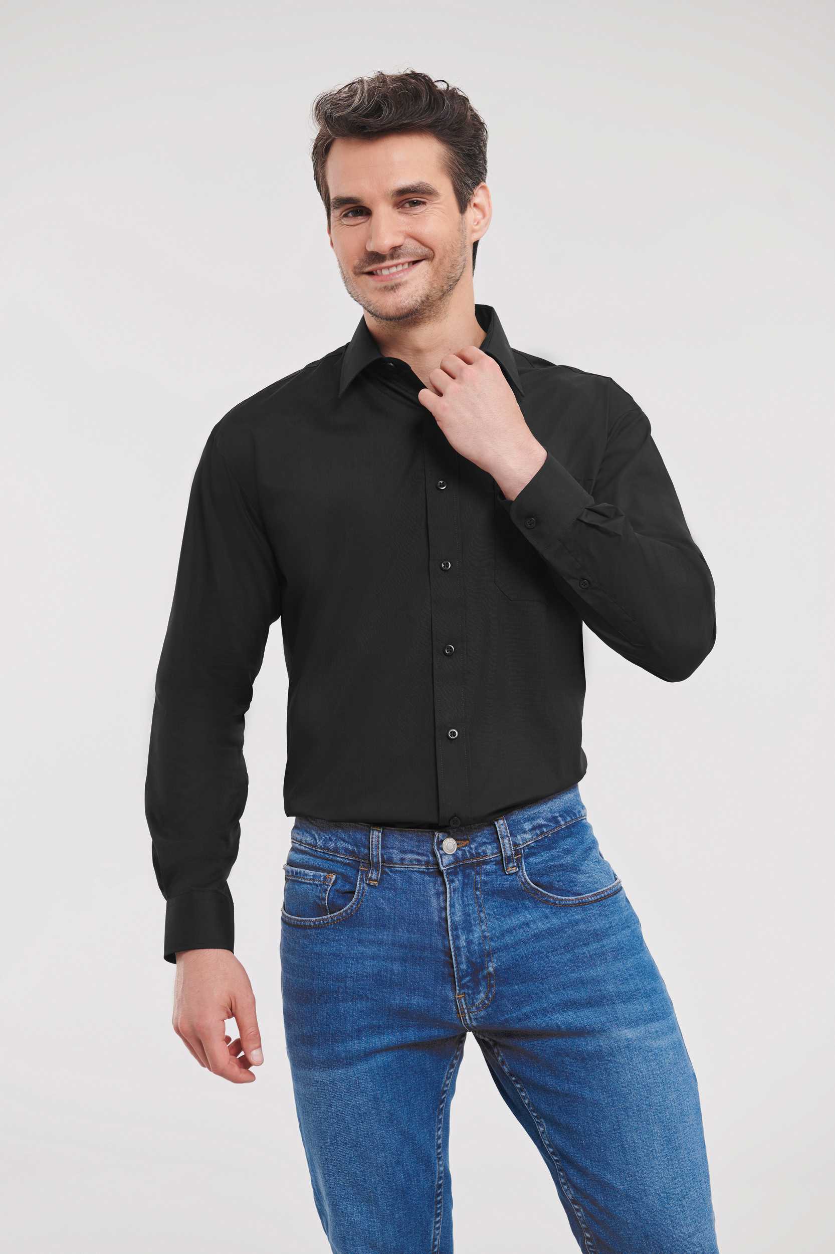  Russell Europe Camisa Popelina de polialgodón manga larga hombre