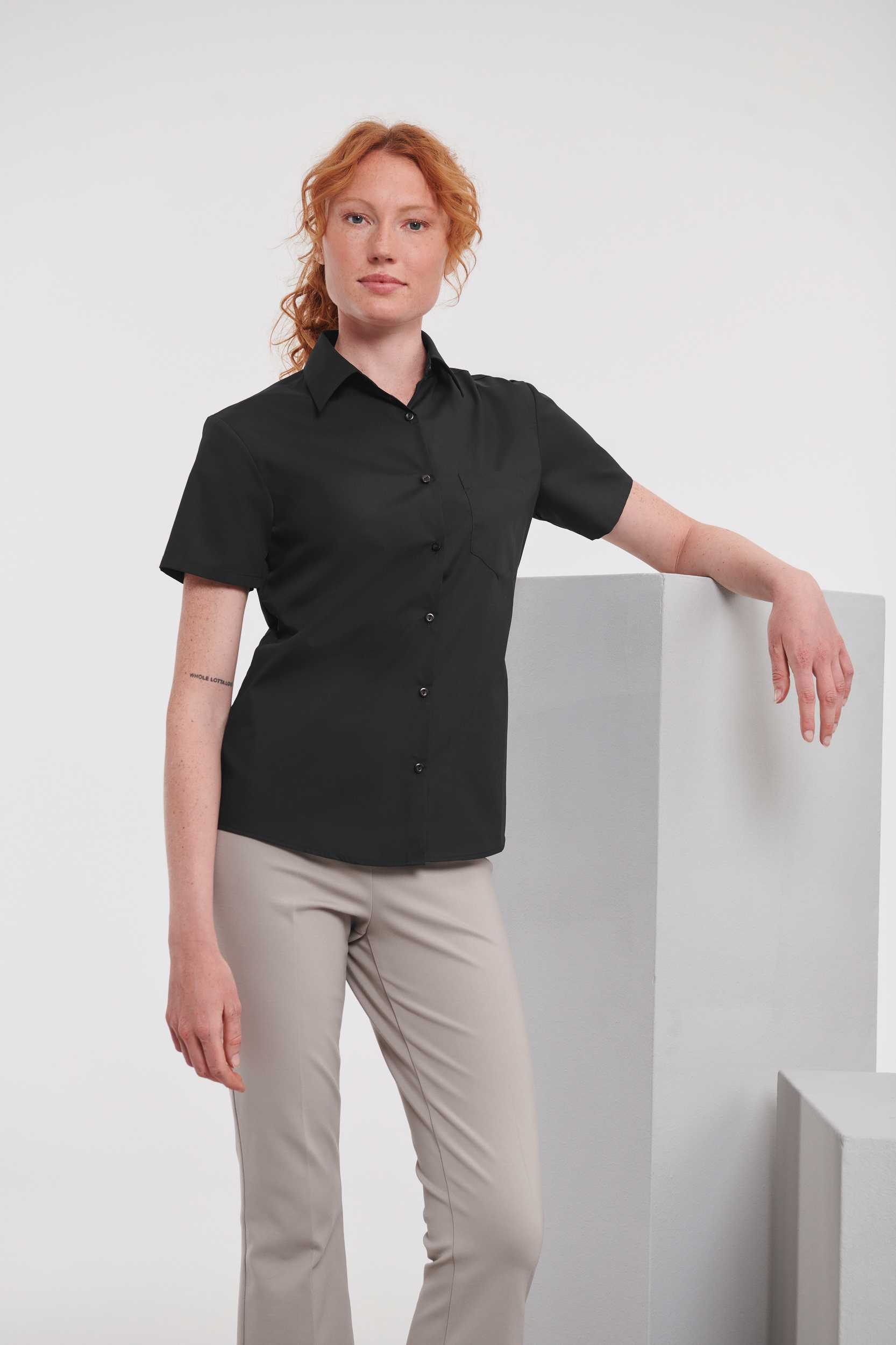  Russell Europe Camisa Popelina de polialgodón manga corta mujer