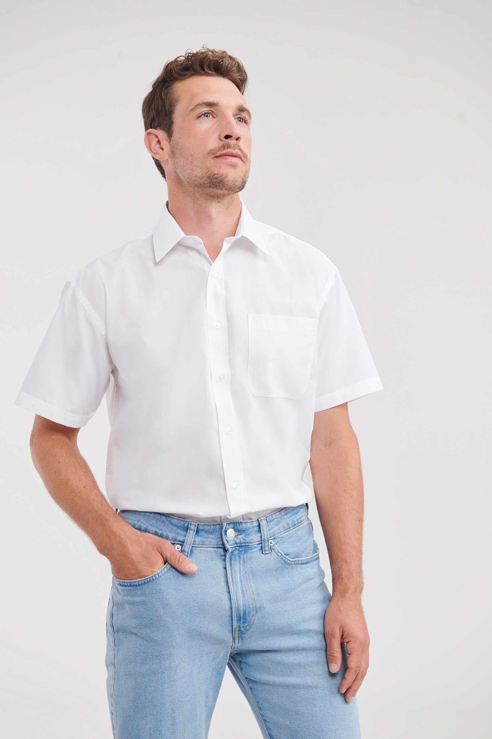  Russell Europe Camisa Popelina de polialgodón manga corta hombre