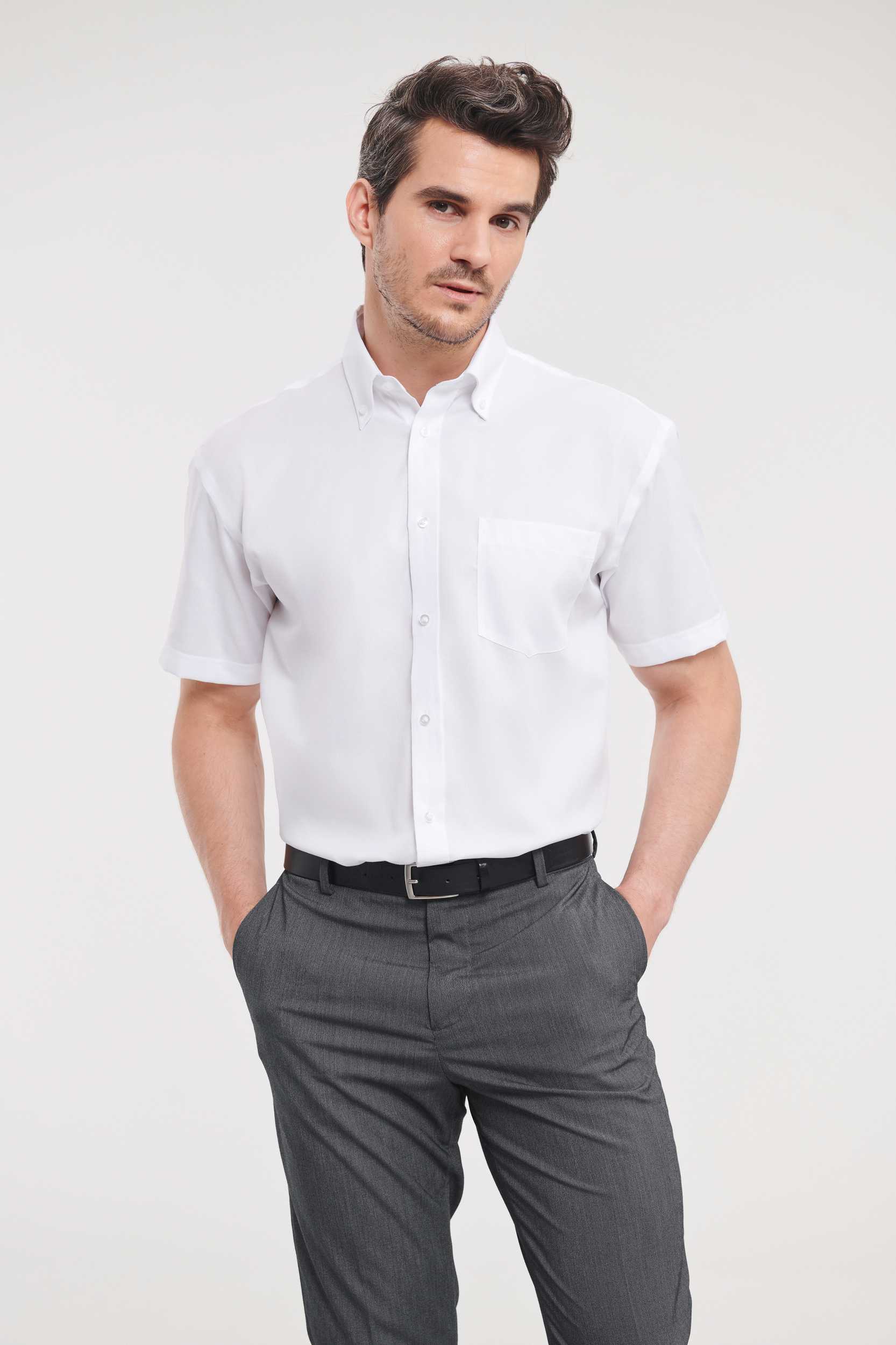  Russell Europe Camisa clásica non-iron manga corta hombre