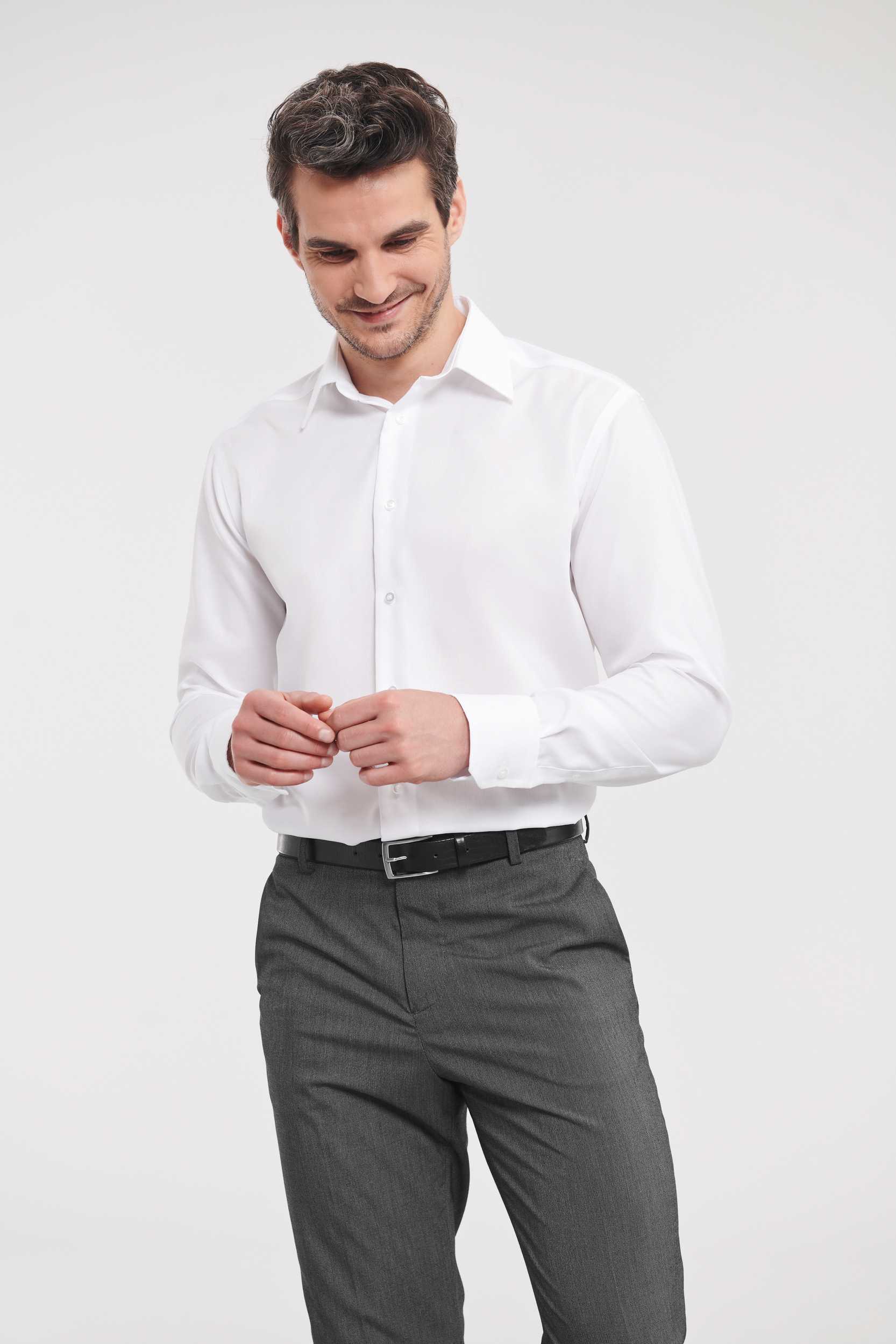  Russell Europe Camisa moderna sin plancha manga larga hombre