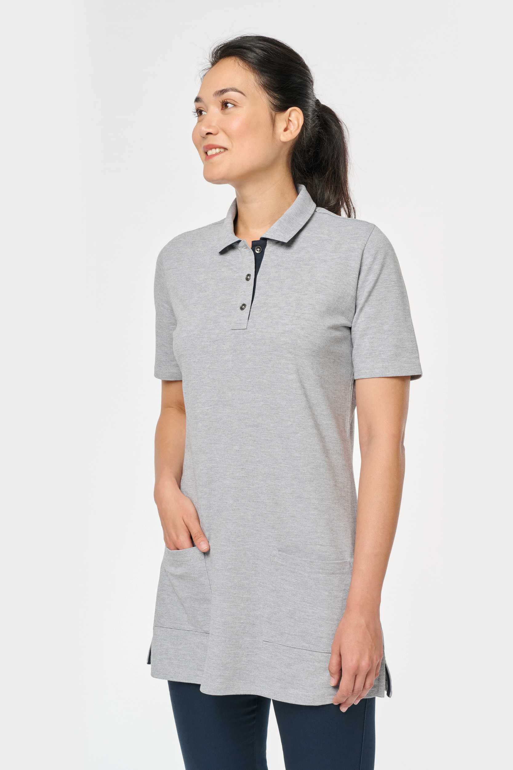 Polo largo manga corta mujer