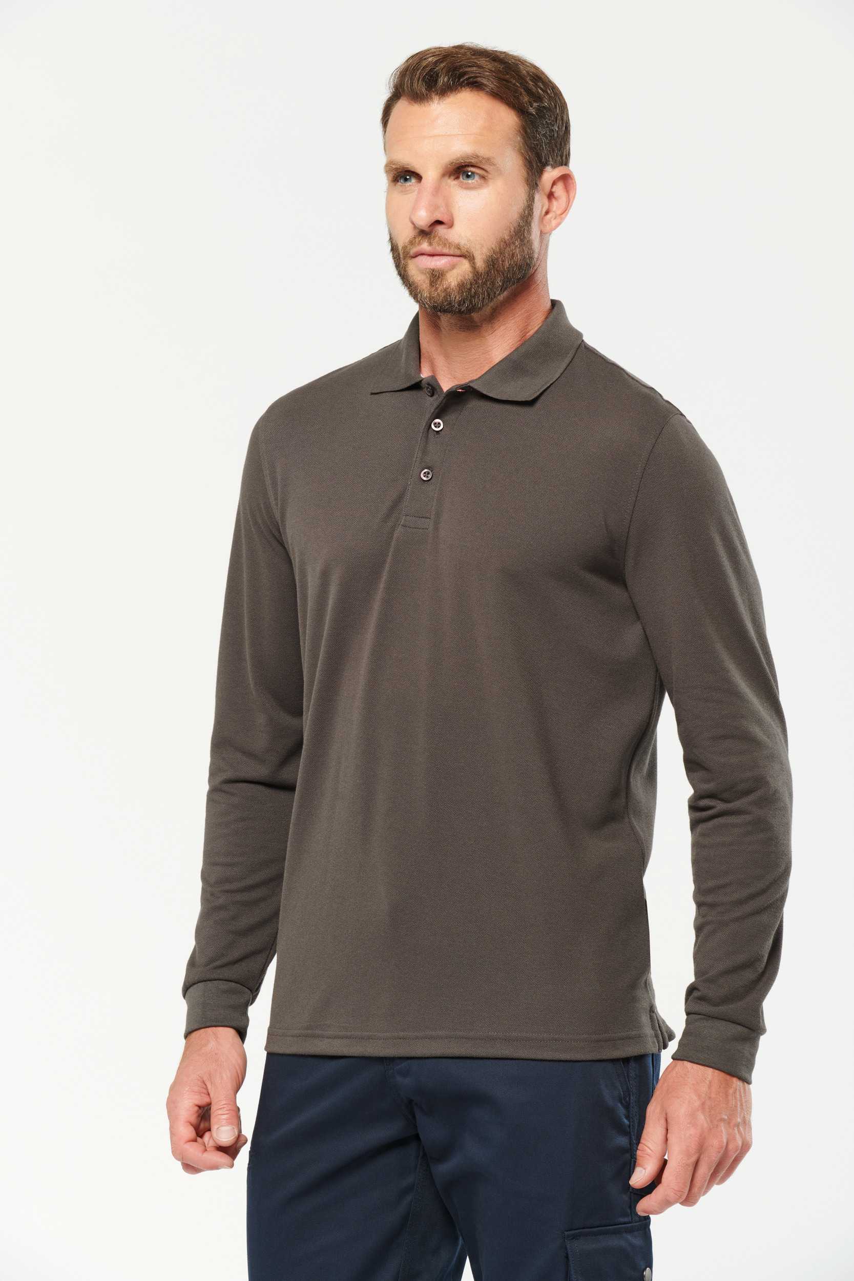 Polo Antibacteriano manga larga hombre
