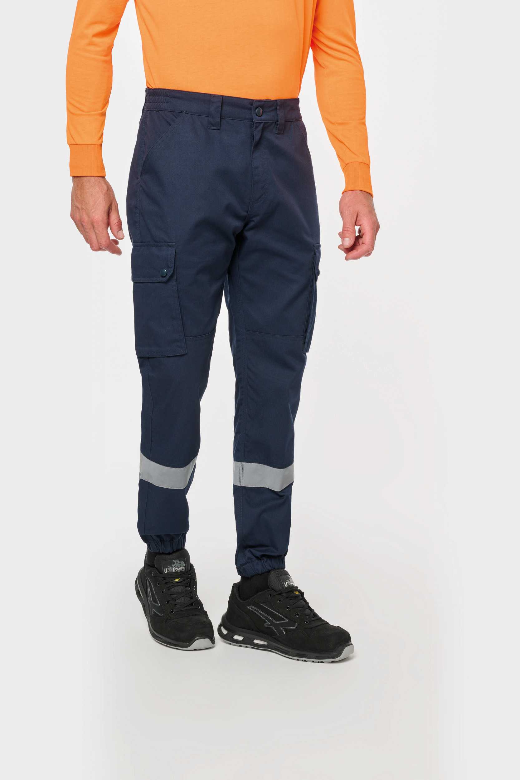  WK. Designed To Work Pantalón cargo unisex con bajo elástico y tira reflectante