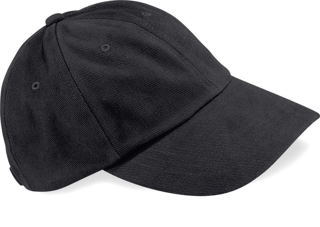 Gorra de perfil bajo de algodón grueso peinado - 6 paneles Black