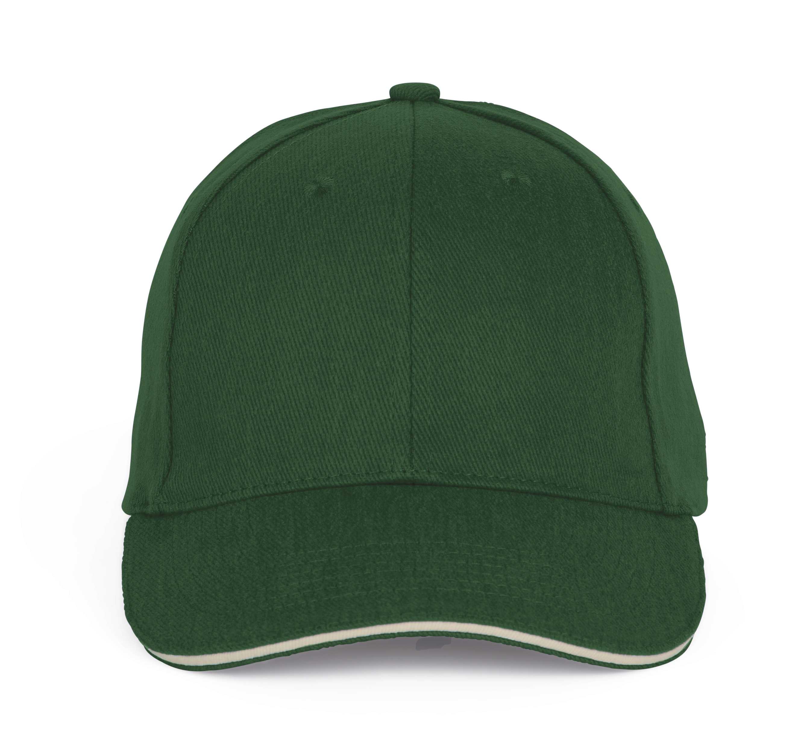 Gorra béisbol con sándwich - 6 paneles Forest Green / Beige
