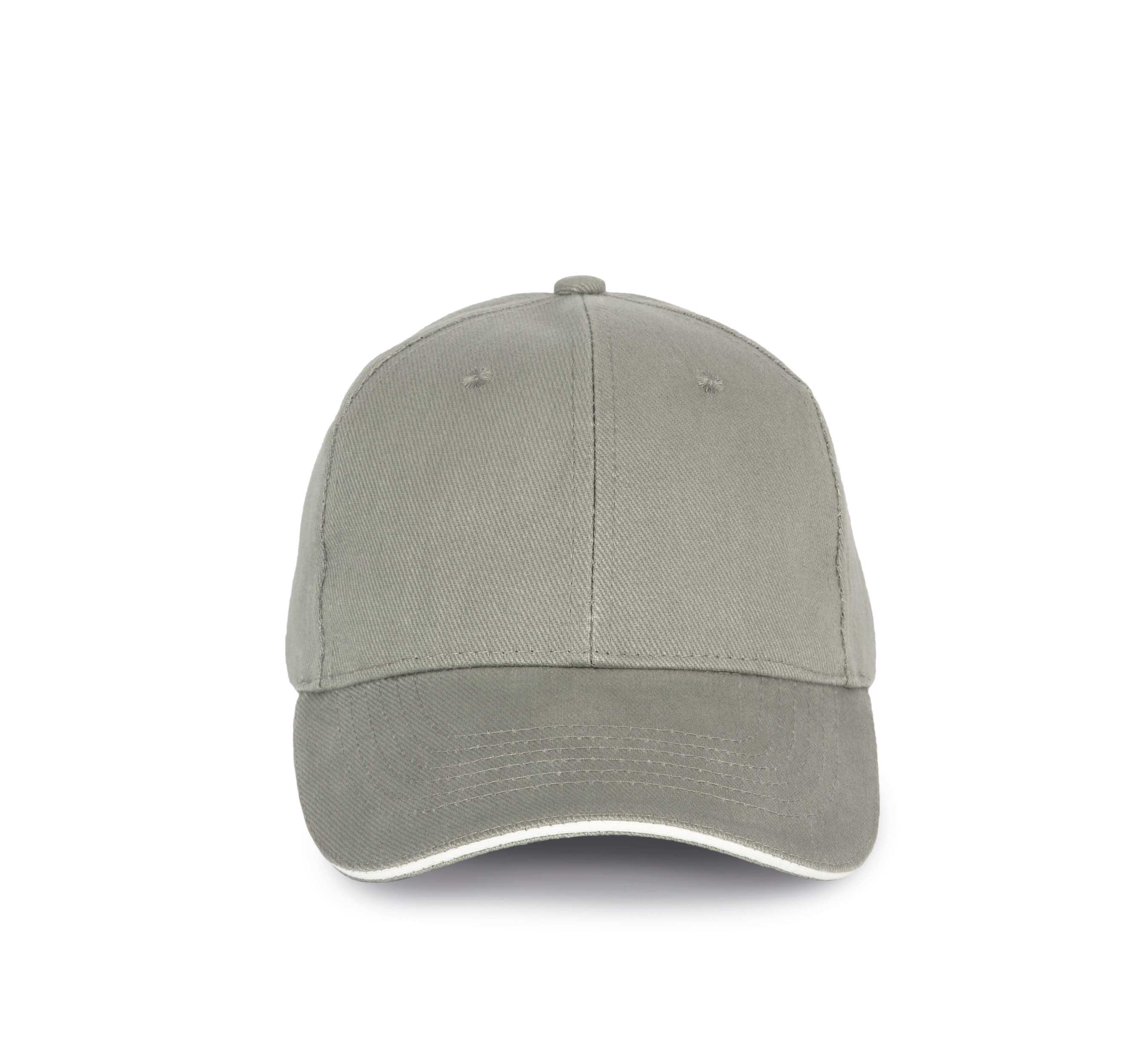 Gorra algodón orgánico con sándwich contrastado - 6 paneles Metal Grey / White