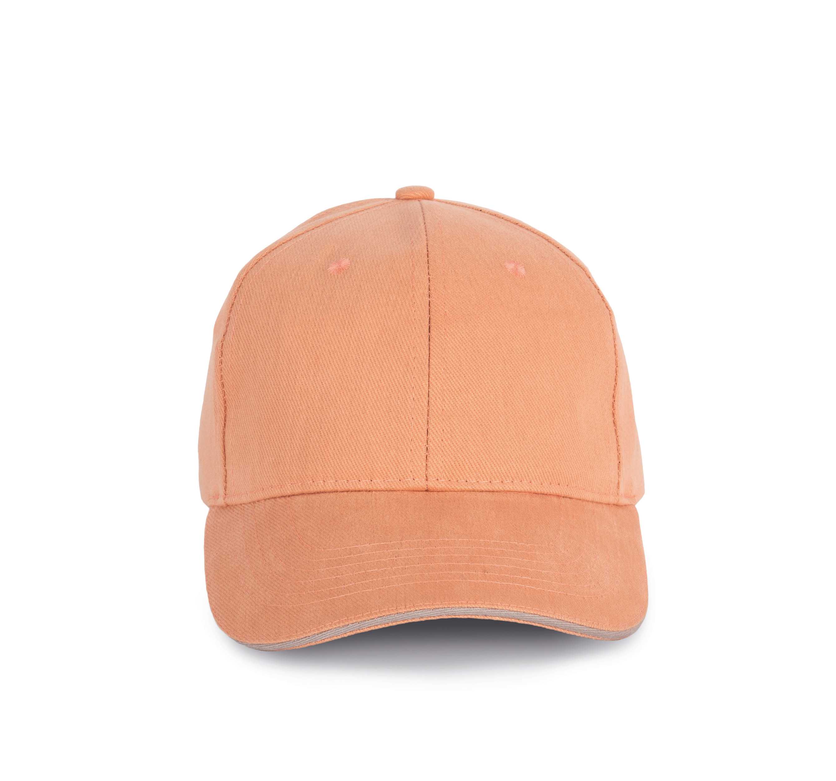 Gorra algodón orgánico con sándwich contrastado - 6 paneles Peach / Metal Grey