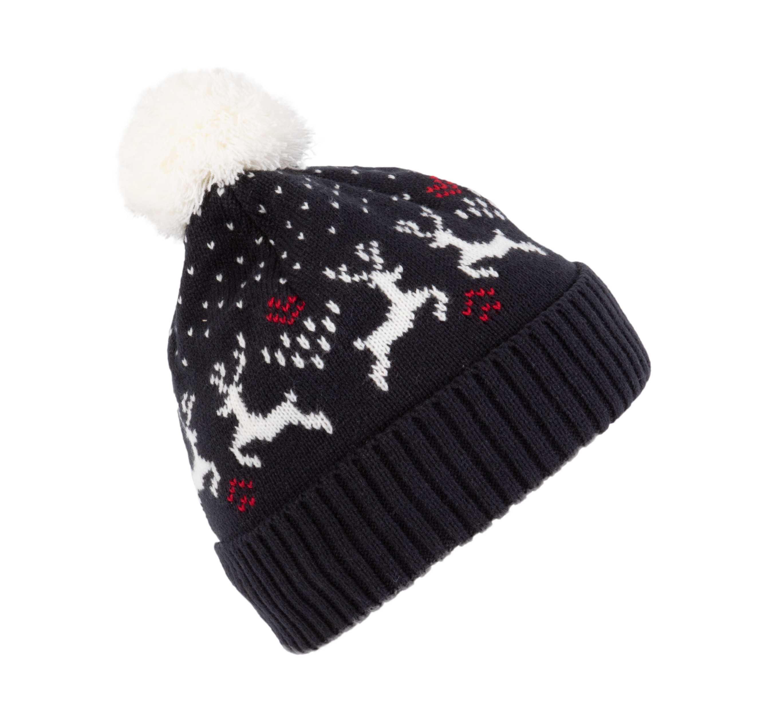 Gorro de Navidad con diseño de renos Night Navy / Natural