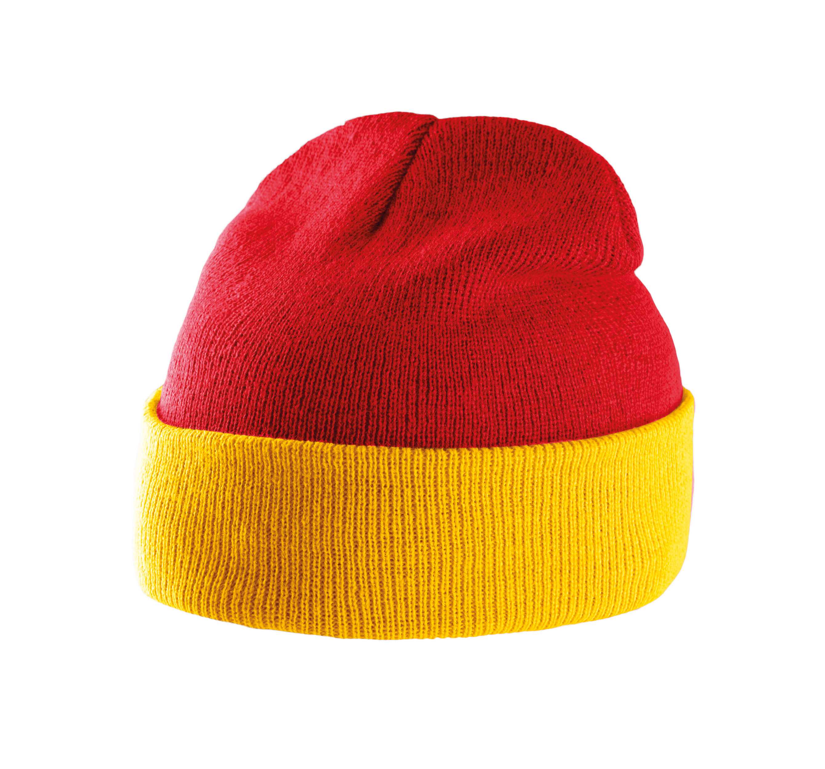 Gorro bicolor con dobladillo Red / Yellow