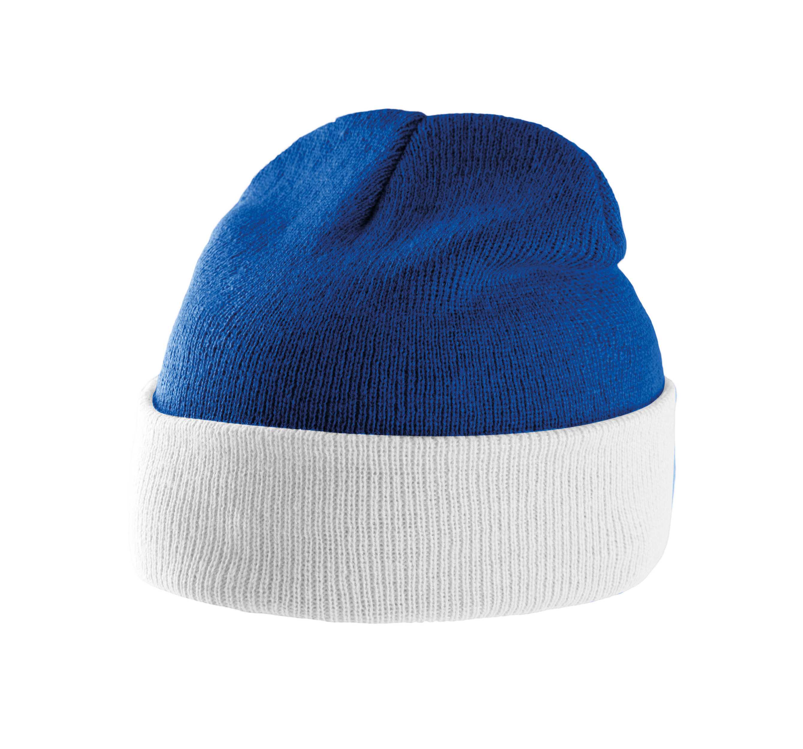 Gorro bicolor con dobladillo Royal Blue / White