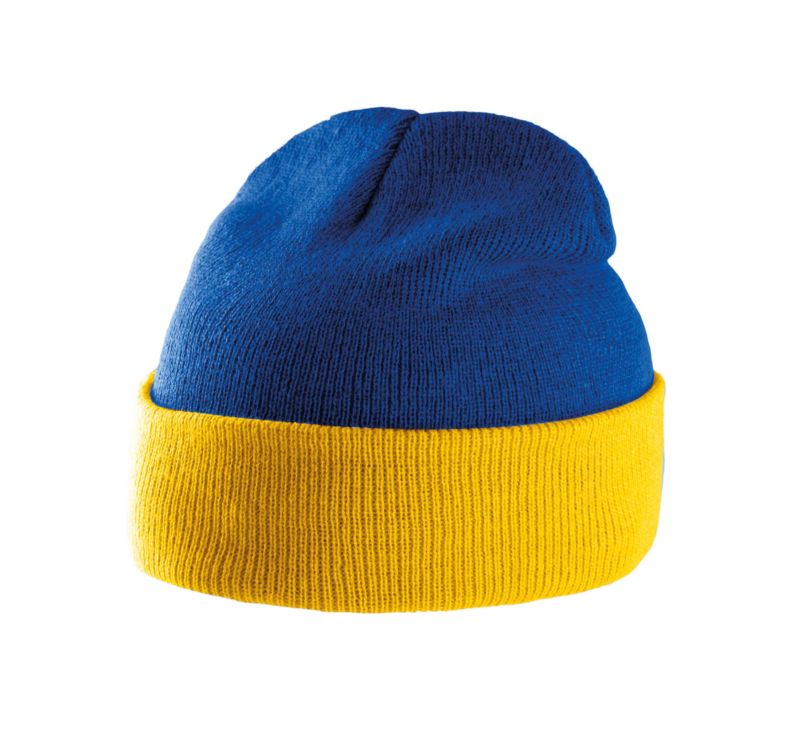 Gorro bicolor con dobladillo Royal Blue / Yellow