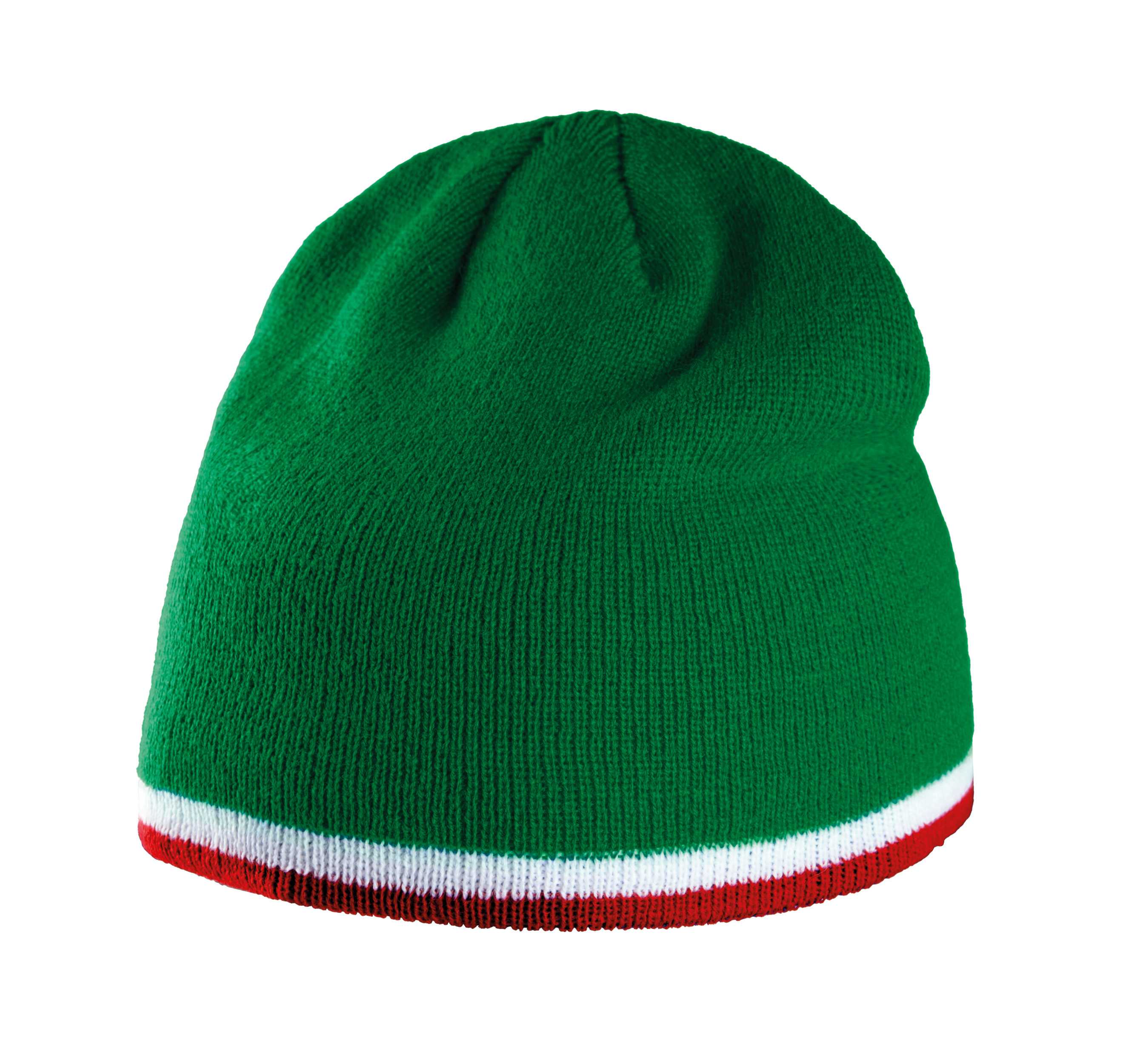 Gorro con tira bicolor contrastada Kelly Green / White / Red