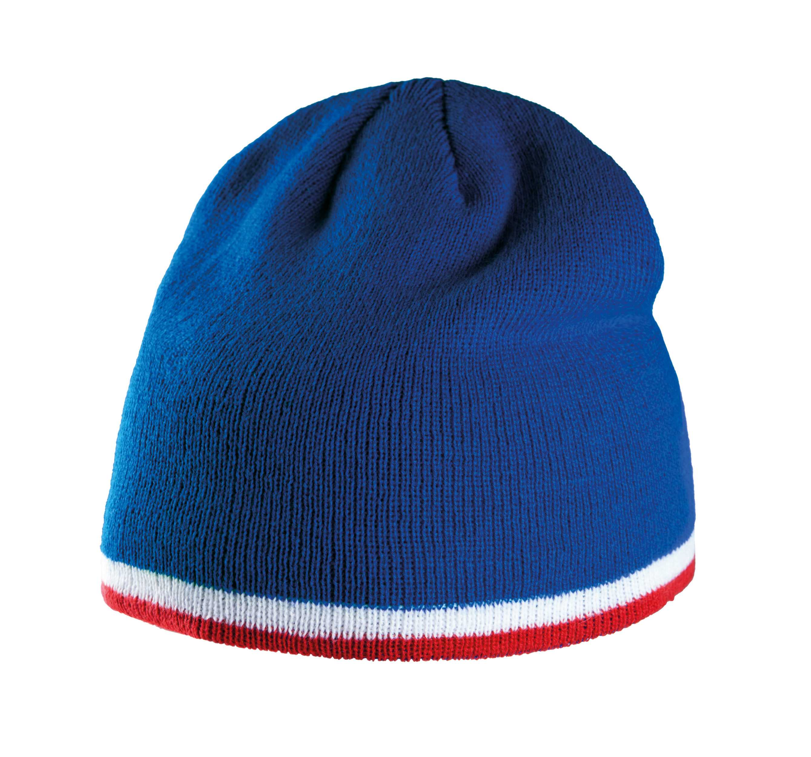 Gorro con tira bicolor contrastada Royal Blue / White / Red