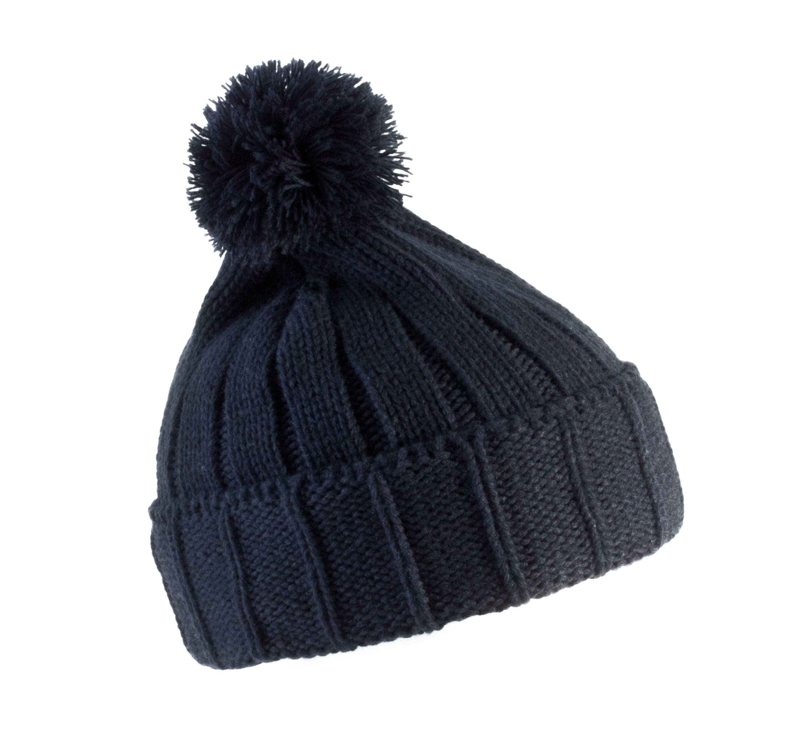 Gorro con pompón y dobladillo Navy