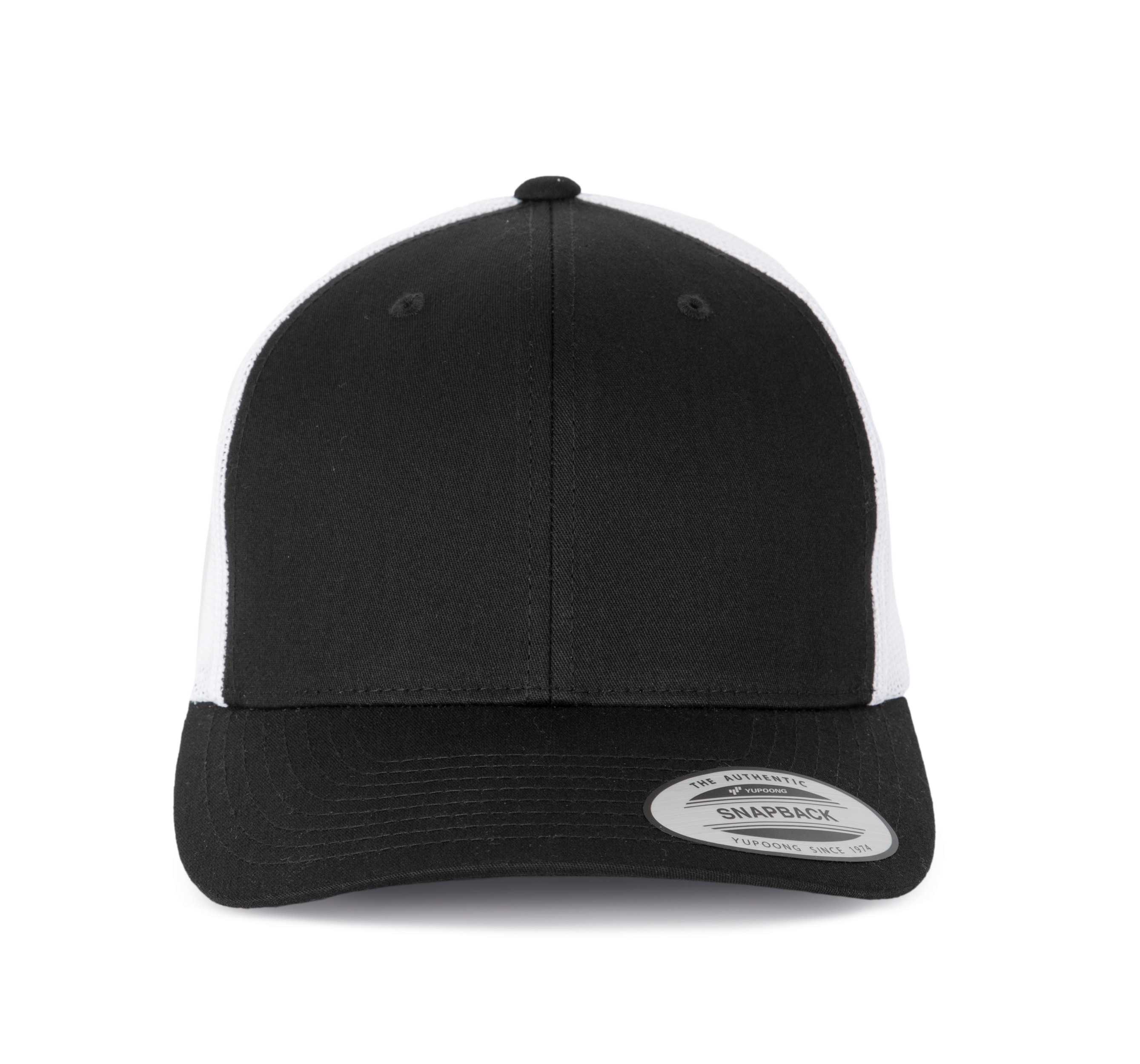 Gorra Trucker modelo retro - 6 paneles Black / White