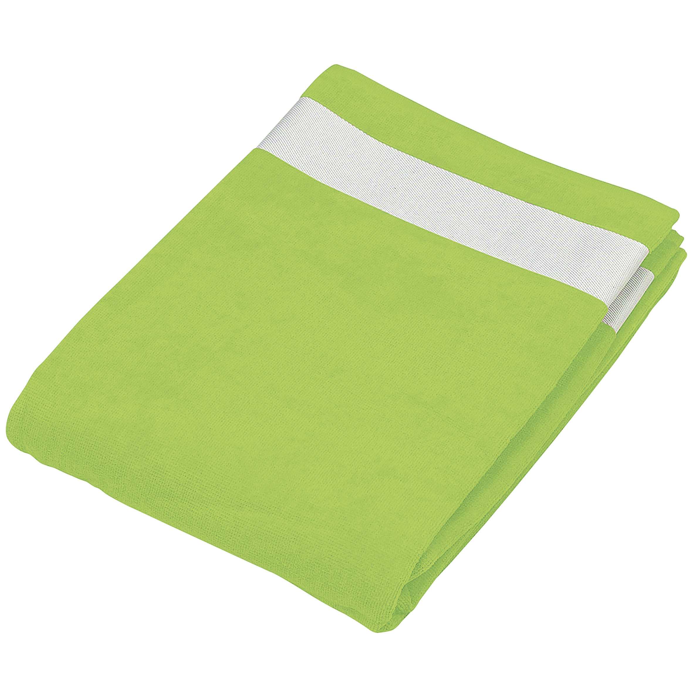 Toalla de playa de terciopelo Lime / White