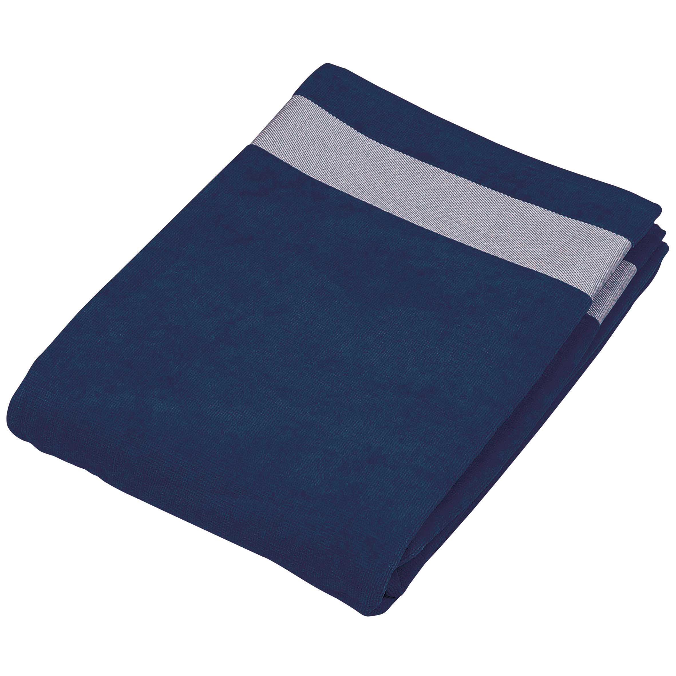 Toalla de playa de terciopelo Navy / White