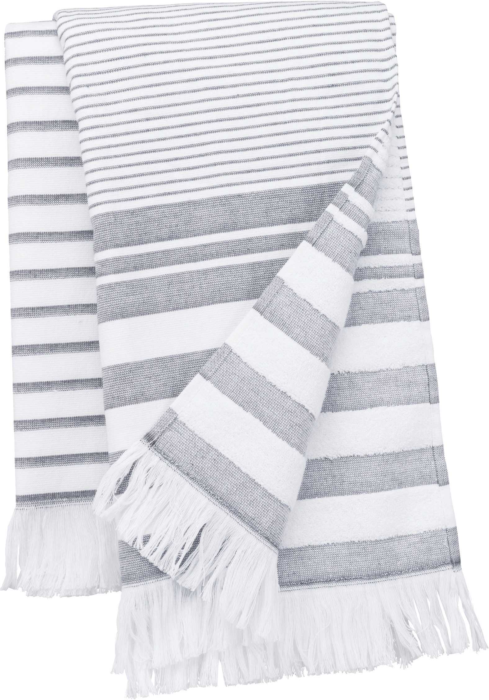 Pareo a rayas con flecos White / Smoke Stripe