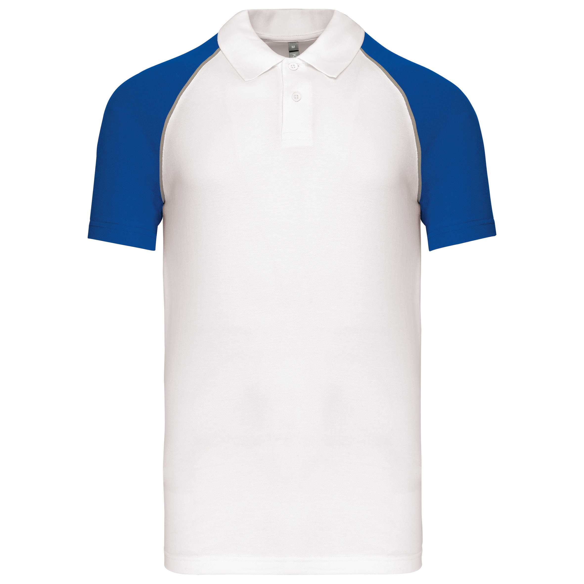 Polo baseball manga corta White / Royal Blue