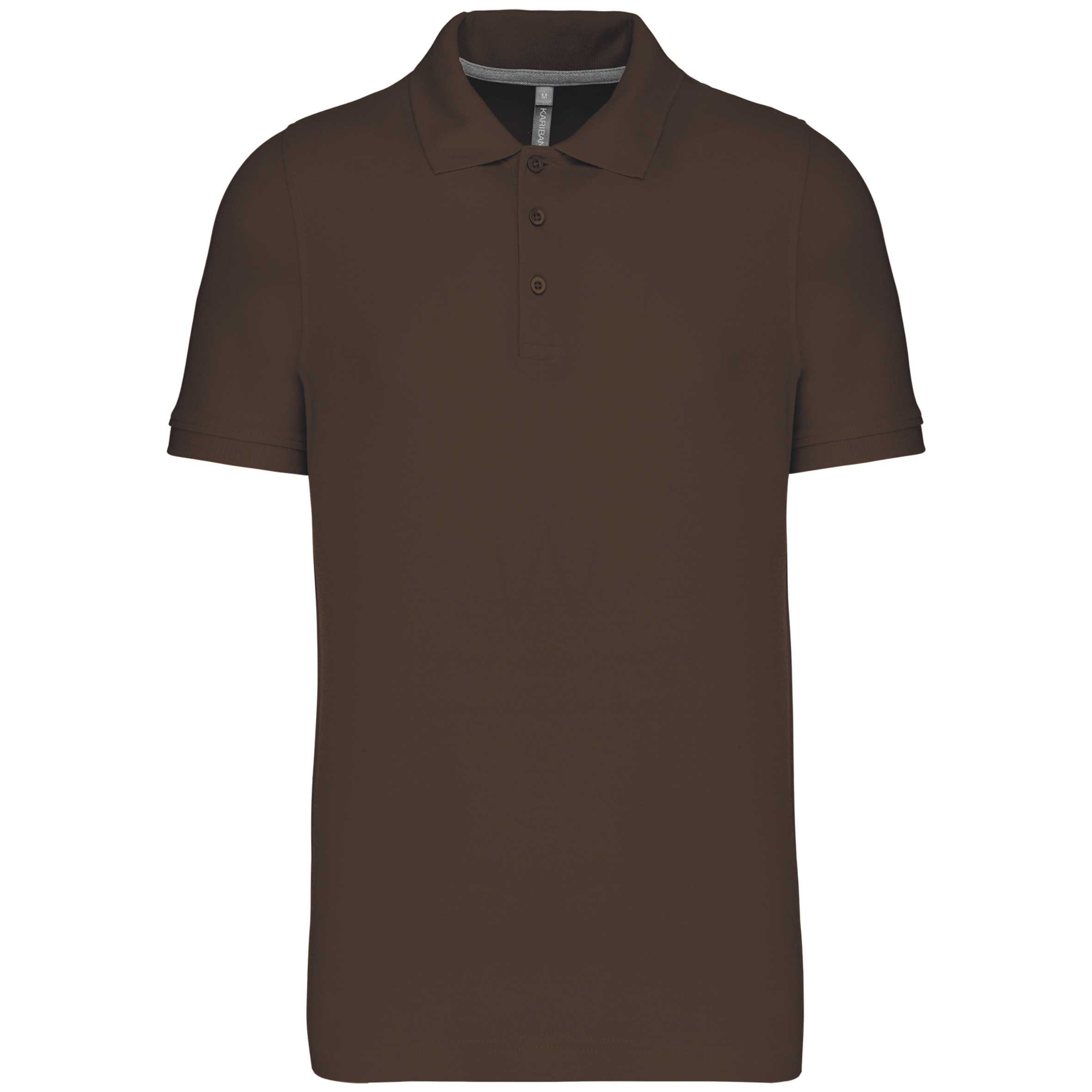 Polo de punto piqué manga corta hombre Chocolate