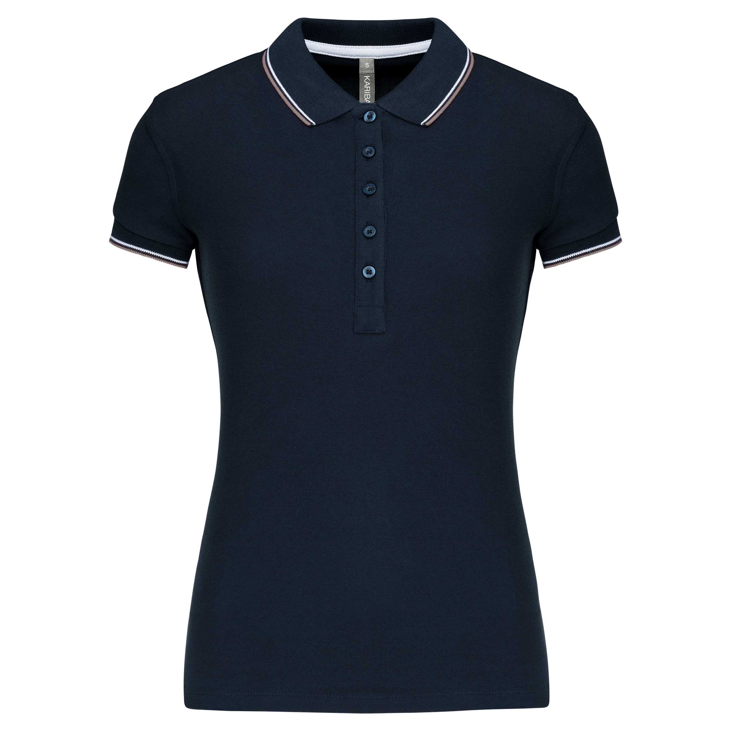 Polo de manga corta mujer Navy / Light Grey / White