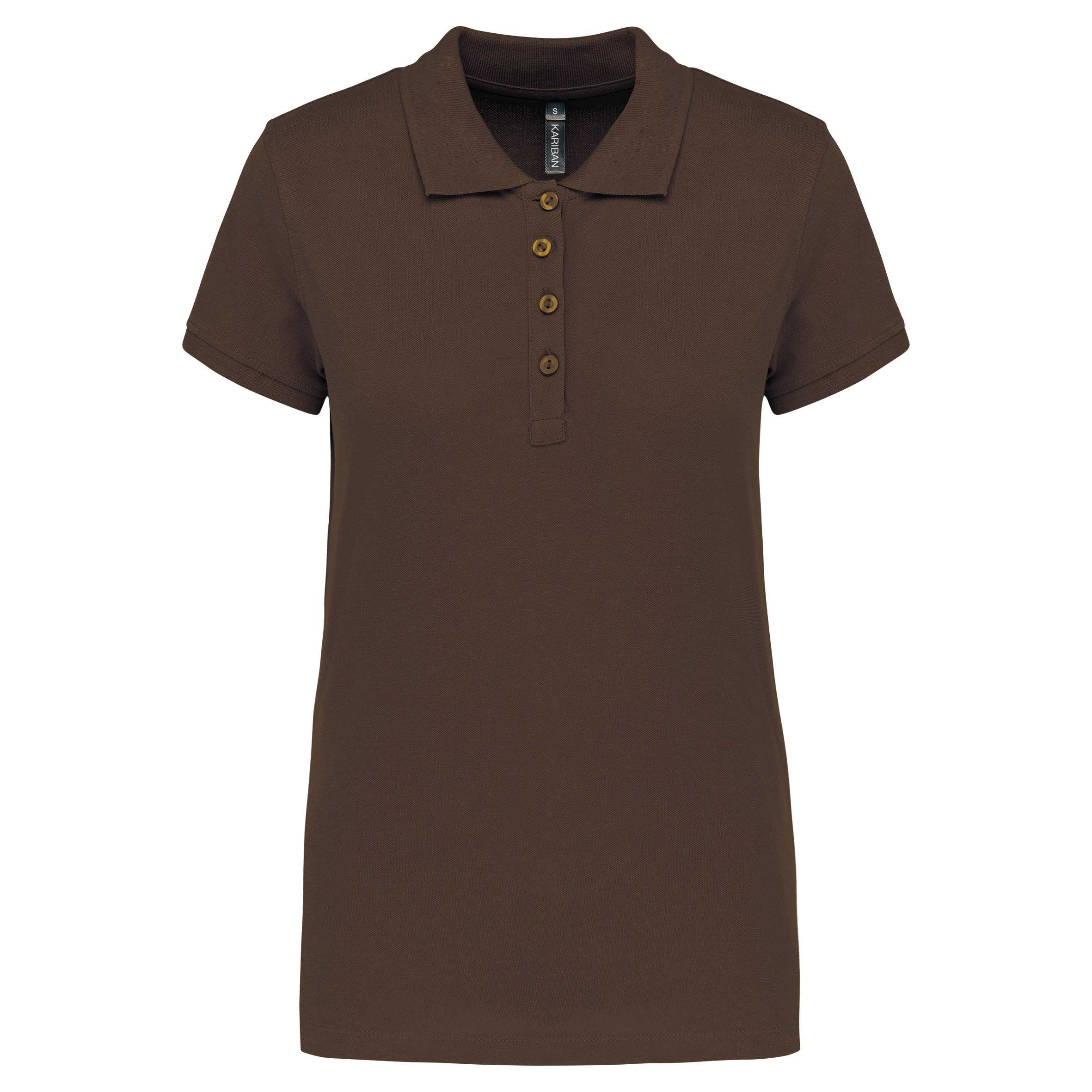 Polo piqué de manga corta de mujer Chocolate