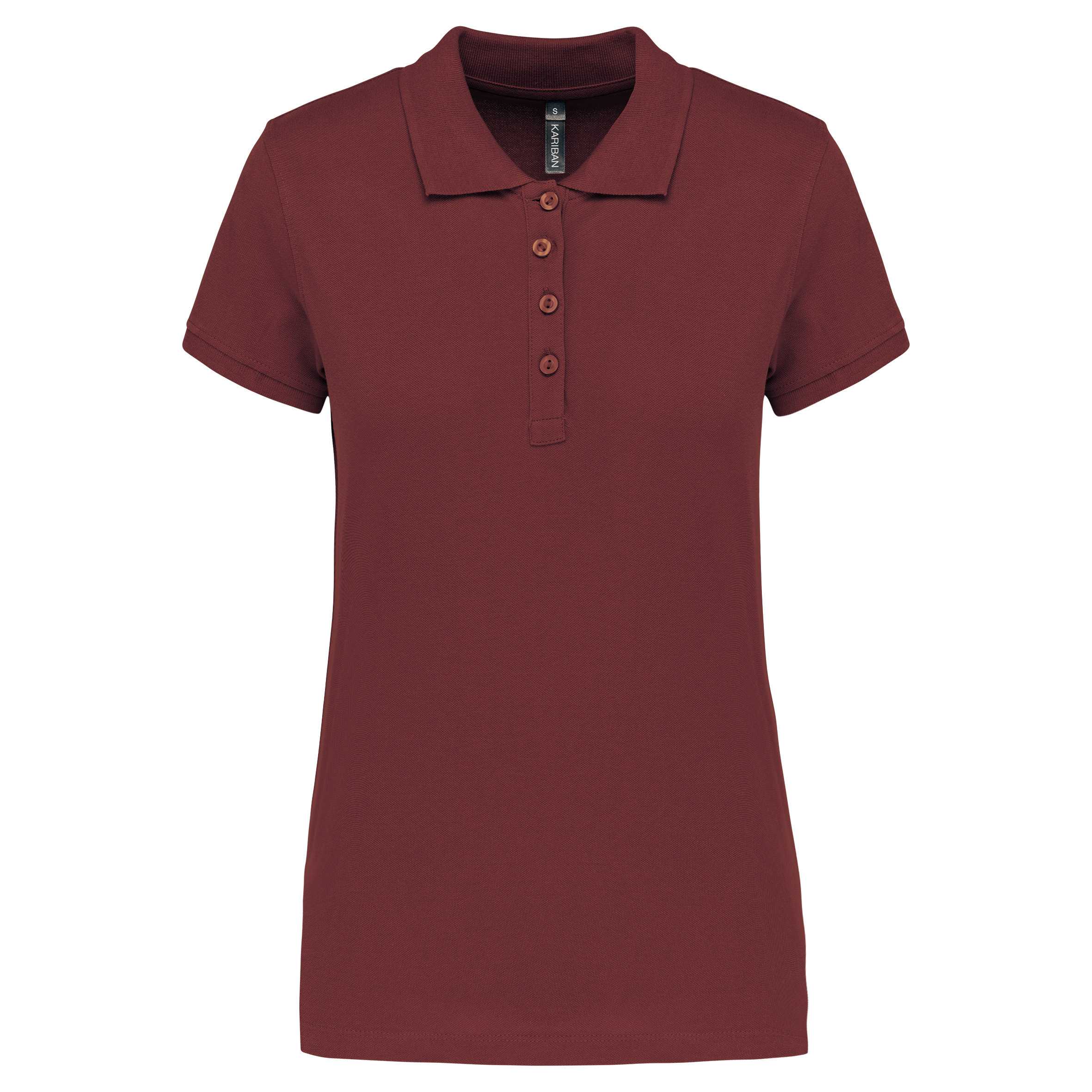 Polo piqué de manga corta de mujer Wine