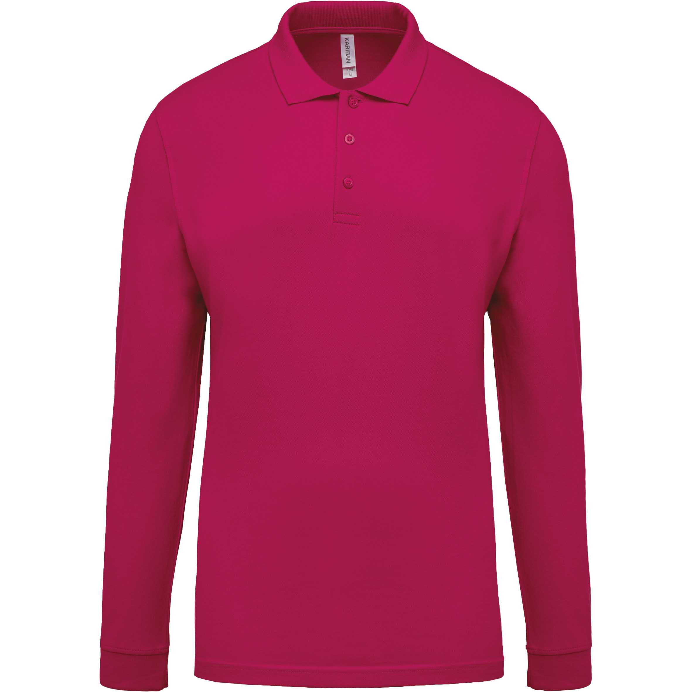 Polo piqué de manga larga de hombre Fuchsia