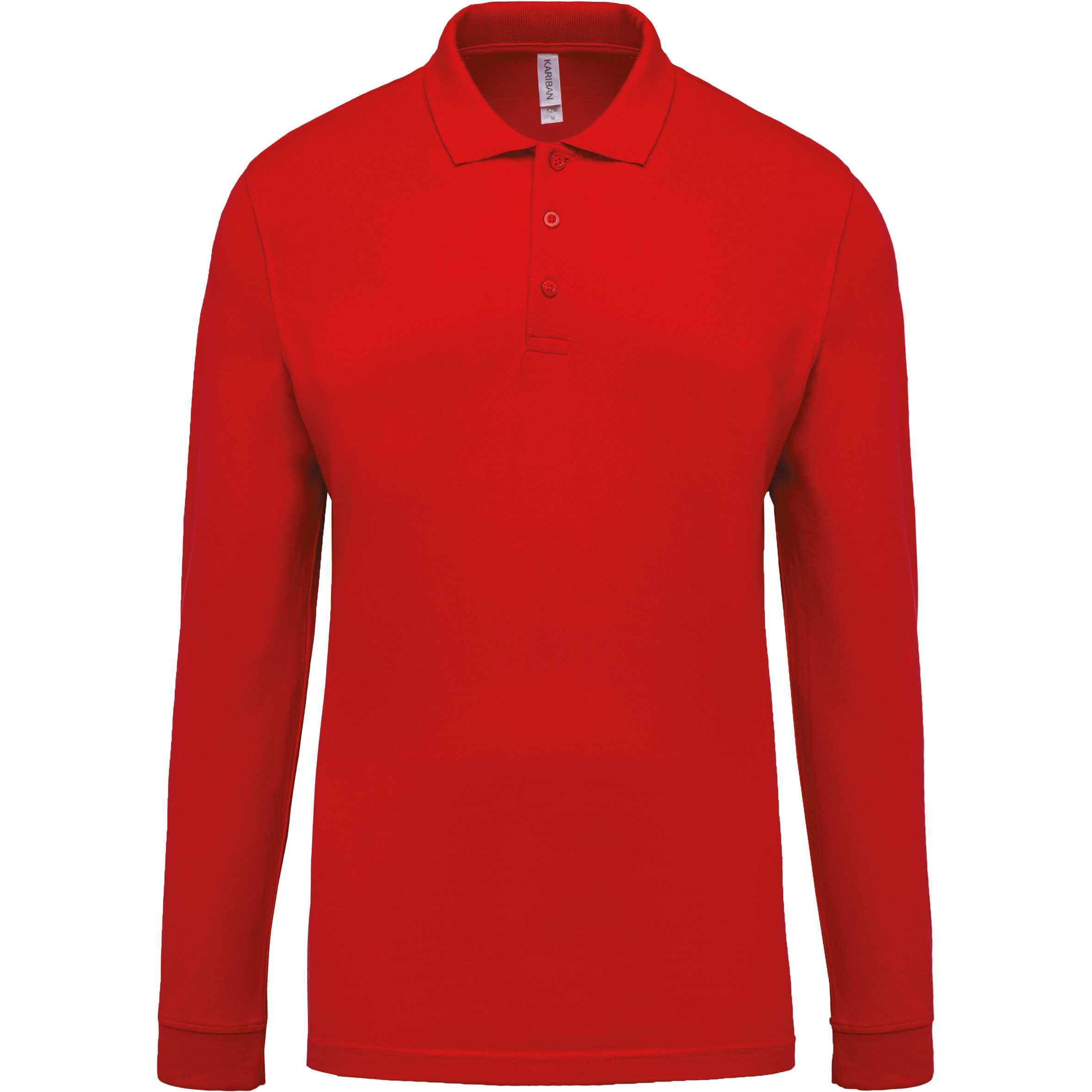 Polo piqué de manga larga de hombre Red