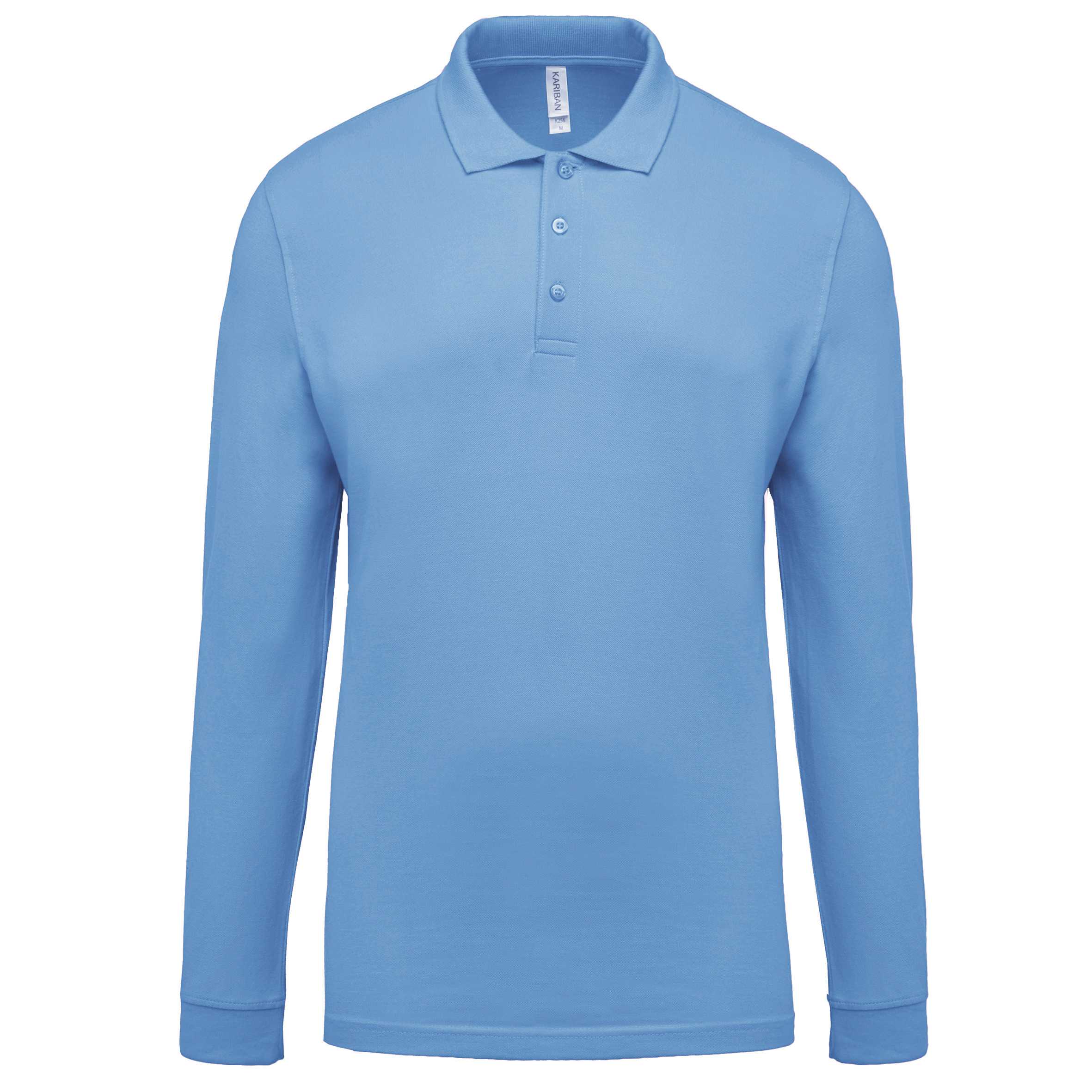 Polo piqué de manga larga de hombre Sky Blue