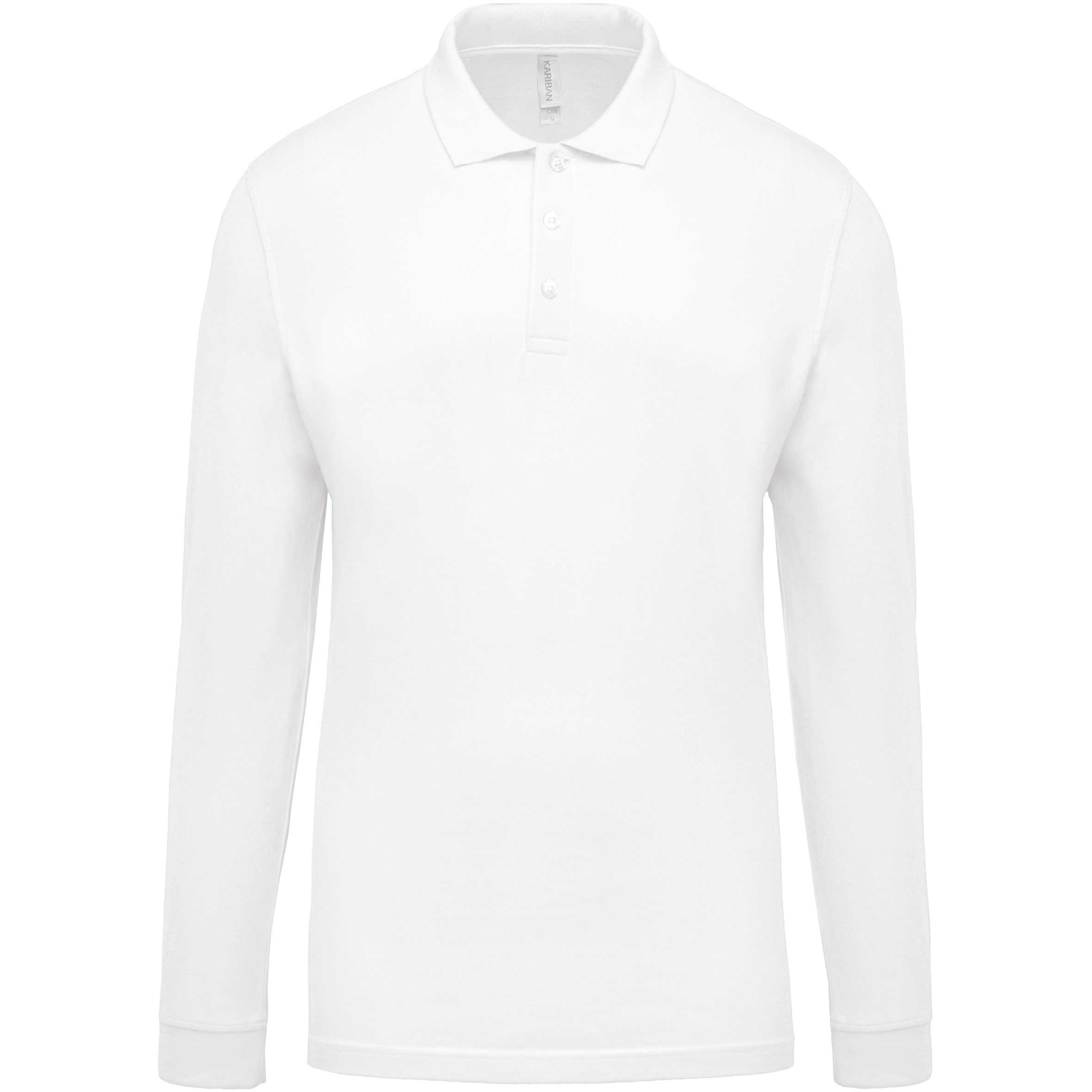 Polo piqué de manga larga de hombre White