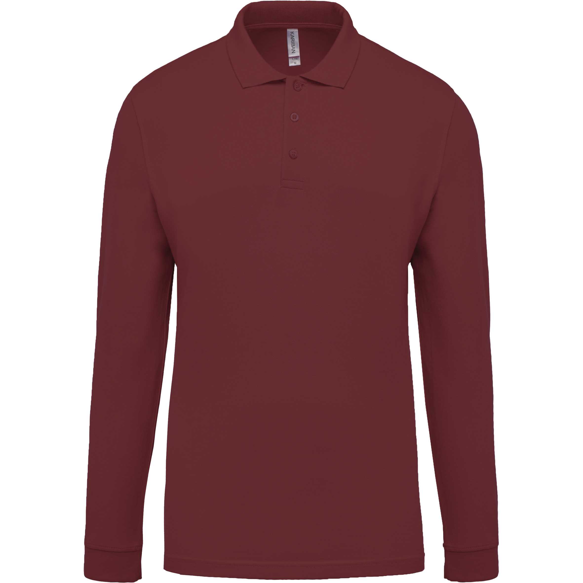 Polo piqué de manga larga de hombre Wine