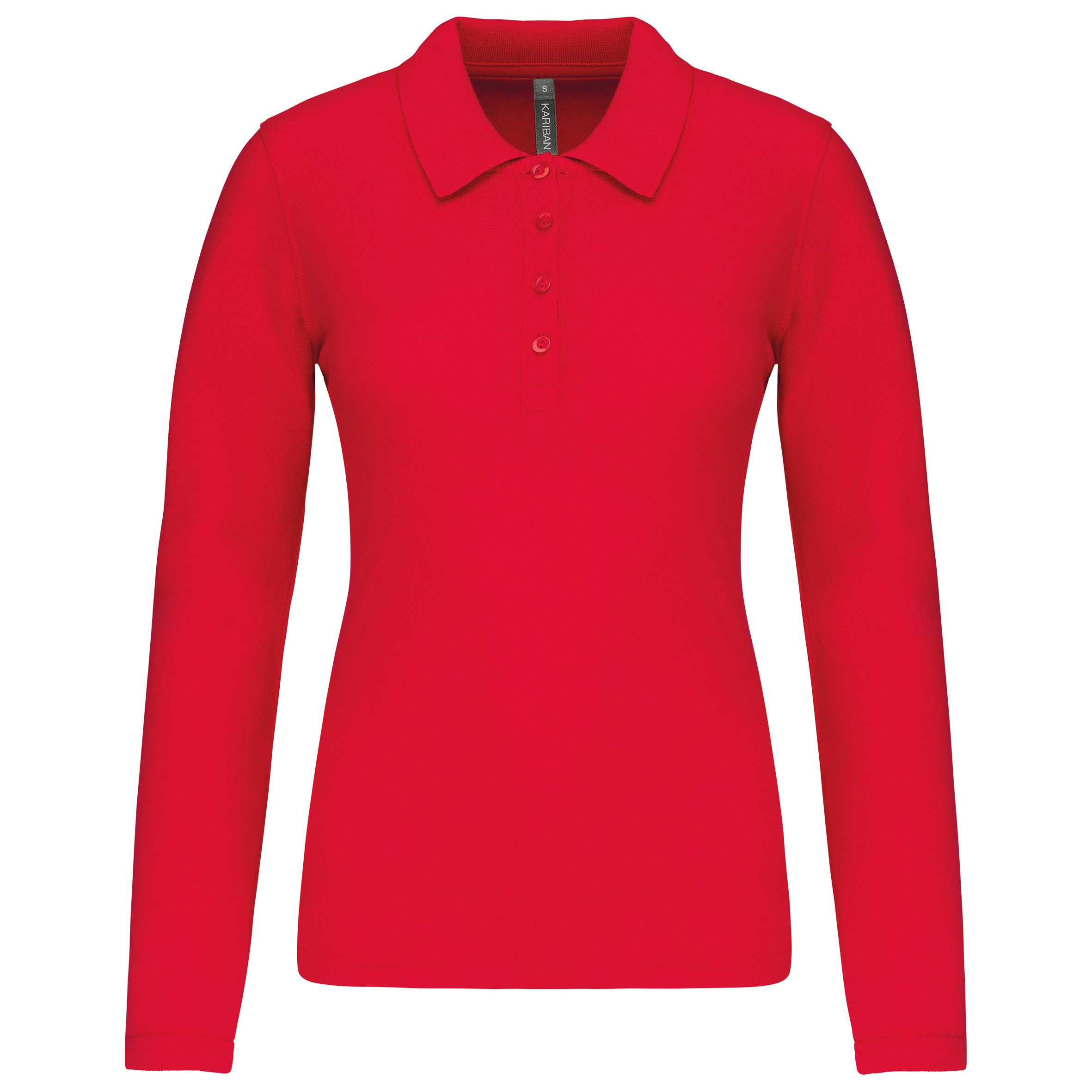 Polo piqué de manga larga de mujer Red